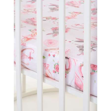 Простынь на резинке Lemony kids Cute bunny Розовый овальная поплин