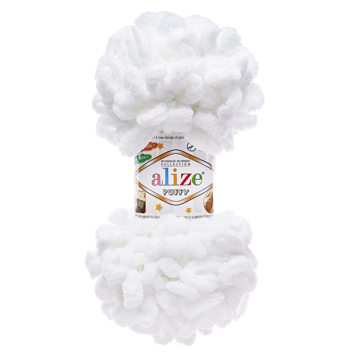Пряжа для вязания Alize puffy 100 г 9 м микрополиэстер фантазийная плюшевая 55 белый 5 мотков - фото 5
