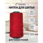 Нитки Bestex промышленные для тонких тканей для шитья 50/2 5000 ярд 1 шт 051 красный