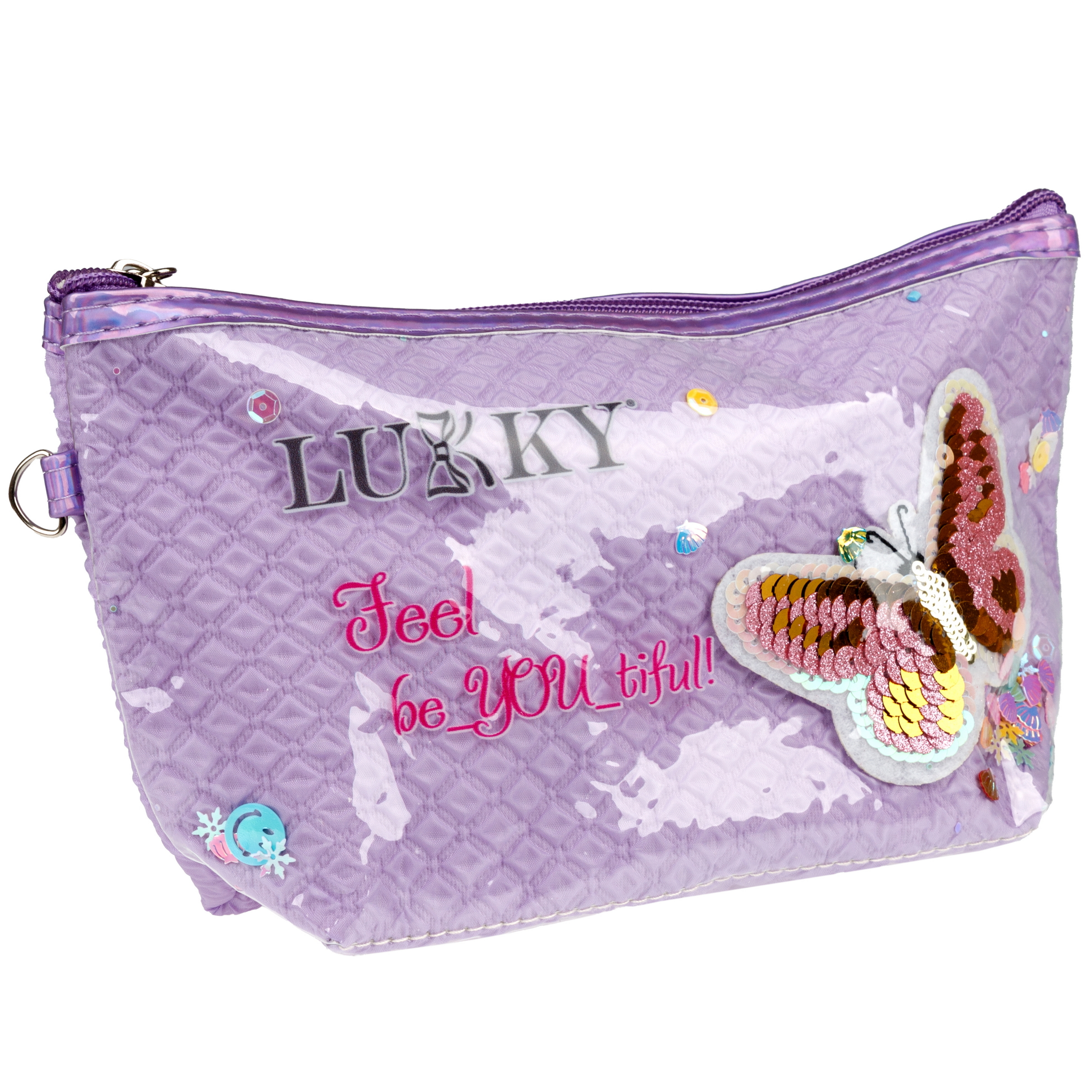 Косметичка LUKKY Love Butterfly с вышивкой и подвижными блёстками 22х 14х 6 см - фото 12