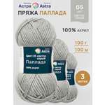 Пряжа Astra Premium Паллада акриловая 100 г 100 м 05 светло-серый 3 мотка