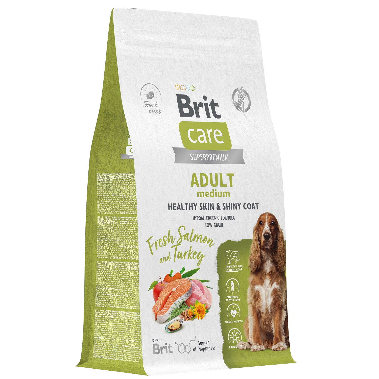 Сухой корм Brit Кеа Dog Adult Medium с лососем и индейкой для взрослых собак средних пород 1.5кг - фото 3