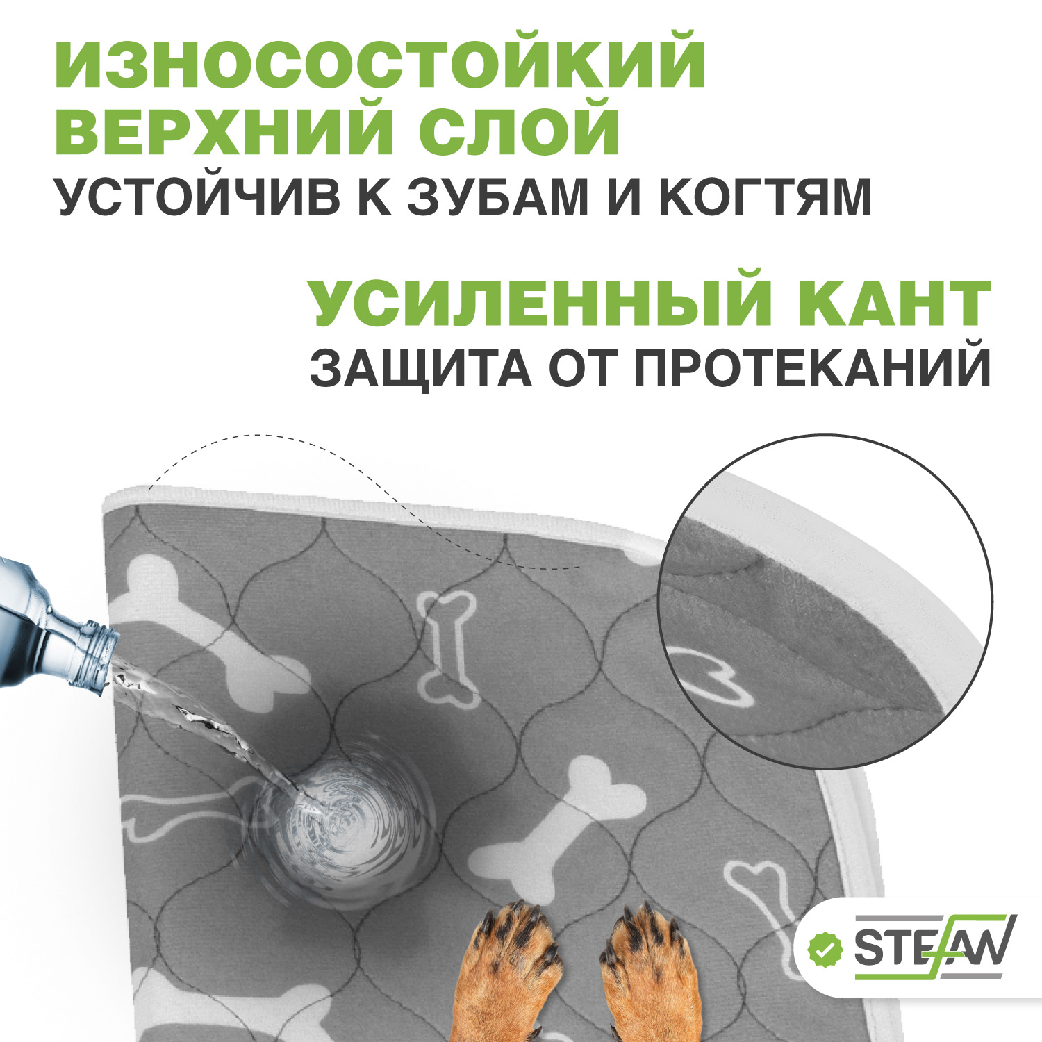 Пеленка для животных Stefan впитывающая многоразовая серая 80х90см - фото 5