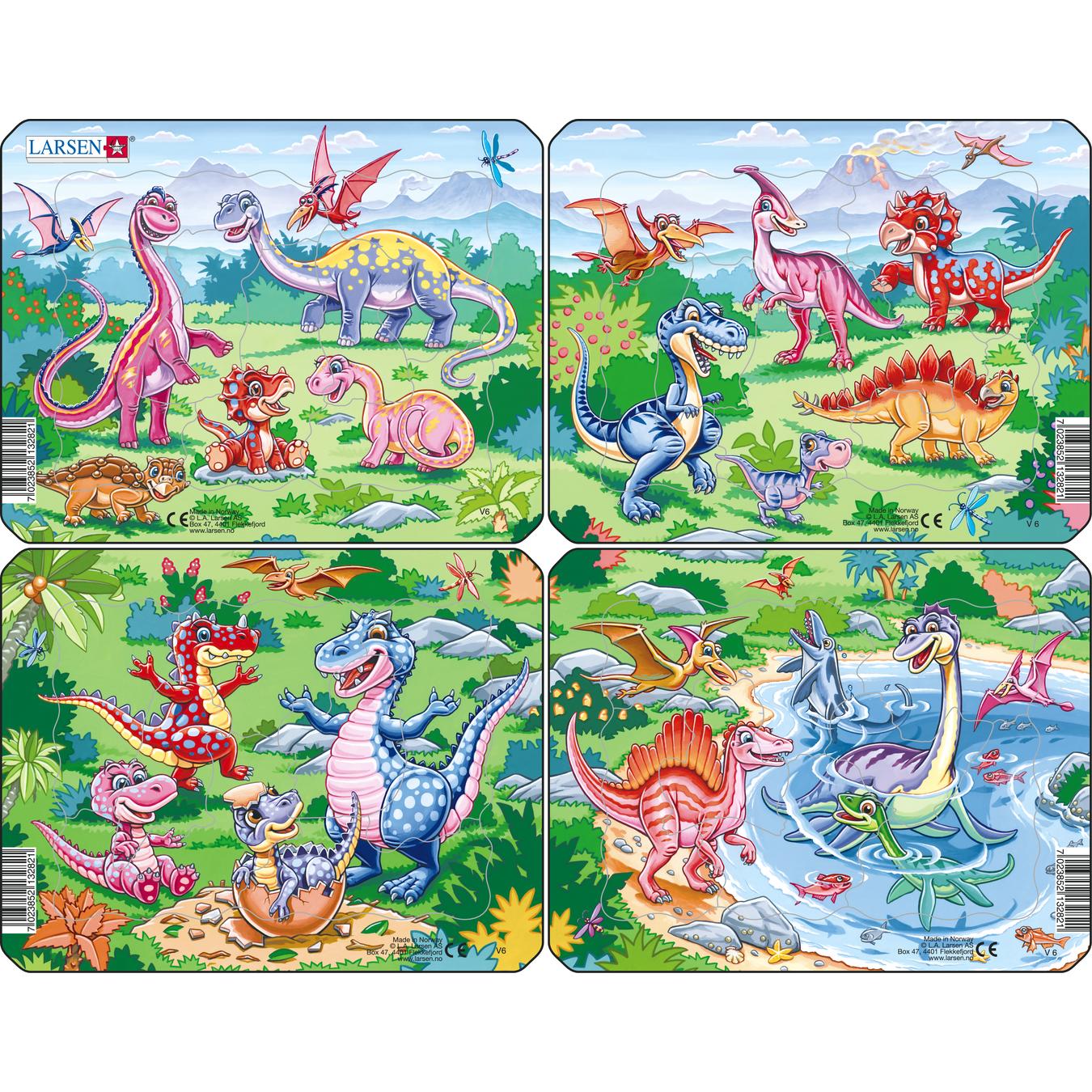 Пазл Larsen Игривые динозавры 7 элементов классический - фото 1