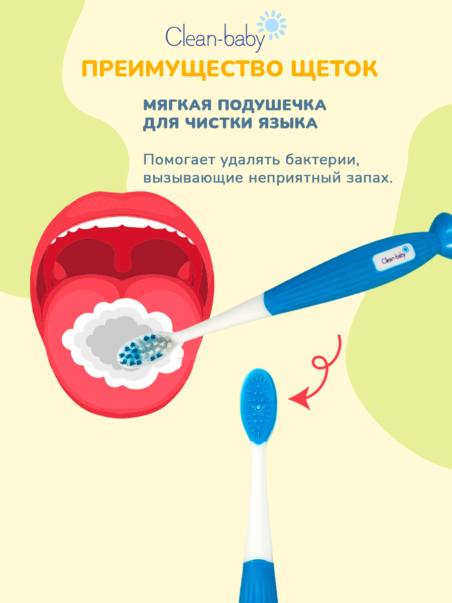 Зубная щетка классическая Clean-baby от 3 лет 2 шт. - фото 5