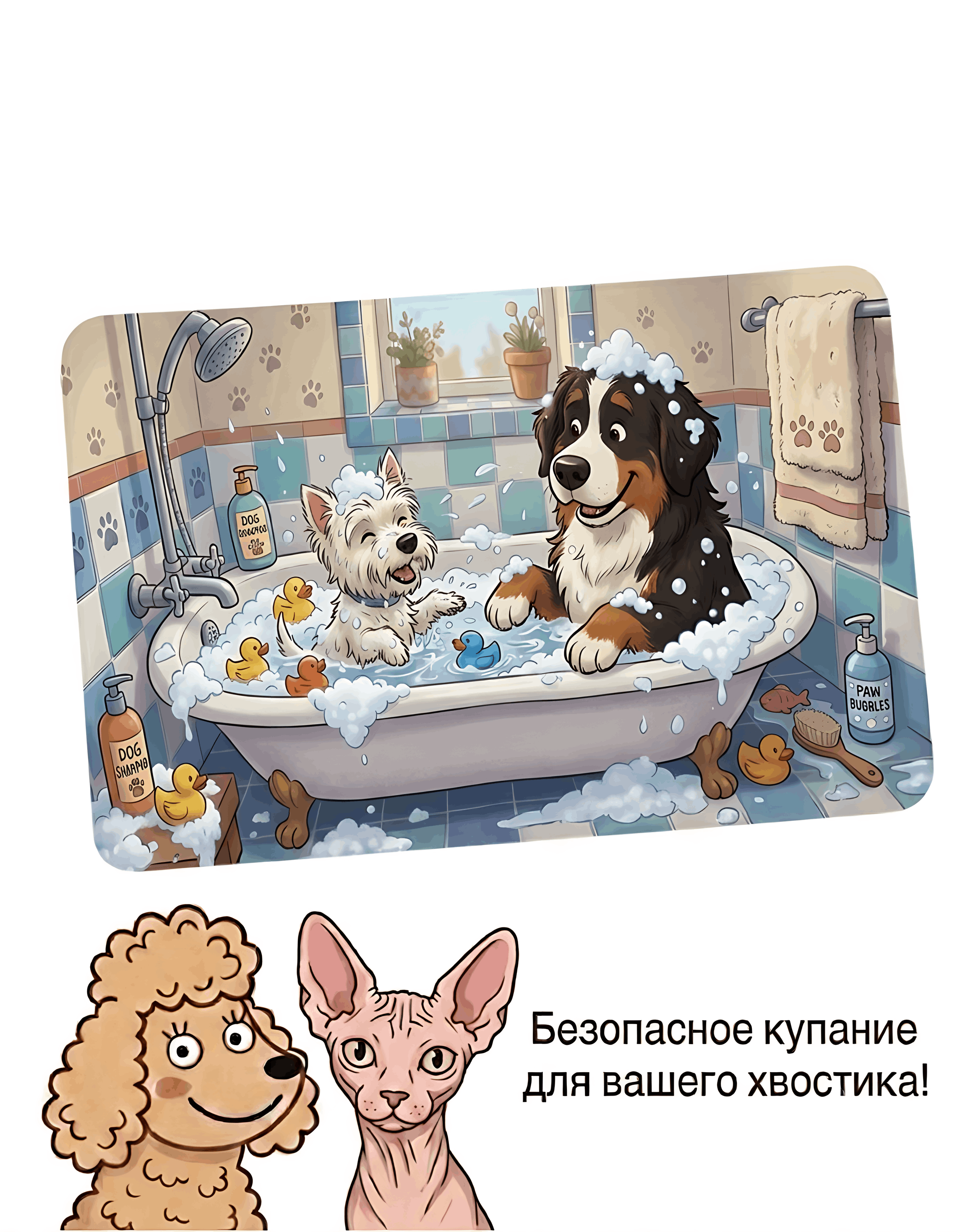 Коврик для ванны Varmax на присосках для животных - фото 7