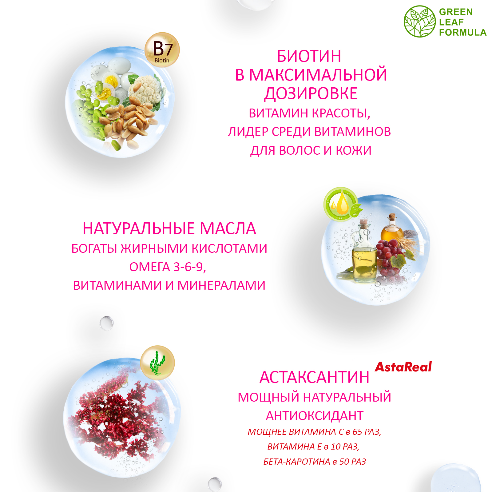 Комплекс витаминов для женщин Green Leaf Formula биотин витамины для кожи волос ногтей 790 мг 30 капсул - фото 5