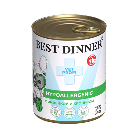 Корм для собак Best Dinner 0.34кг Exclusive Vet Profi Hypoallergenic с индейкой и кроликом