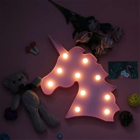 Ночник-светильник MINI-TOYS настольный «Волшебный единорог» 10*LED лампочек