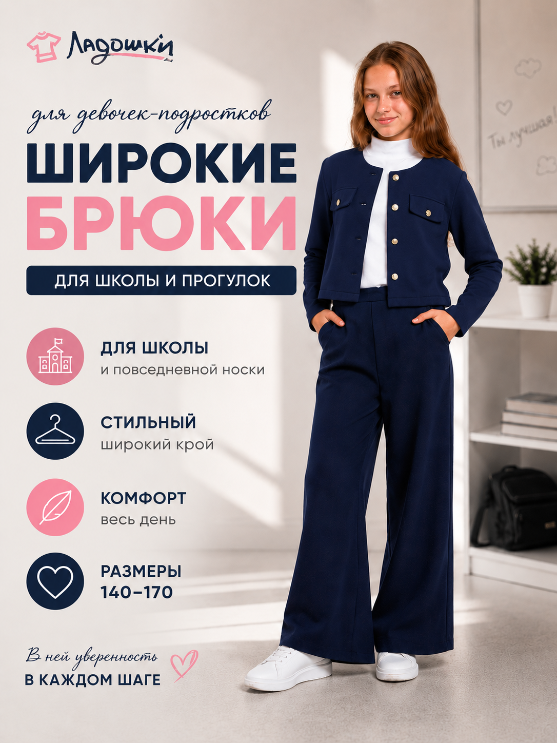 Брюки ЛАДОШКИ Брюки Алиса темно-синий - фото 4