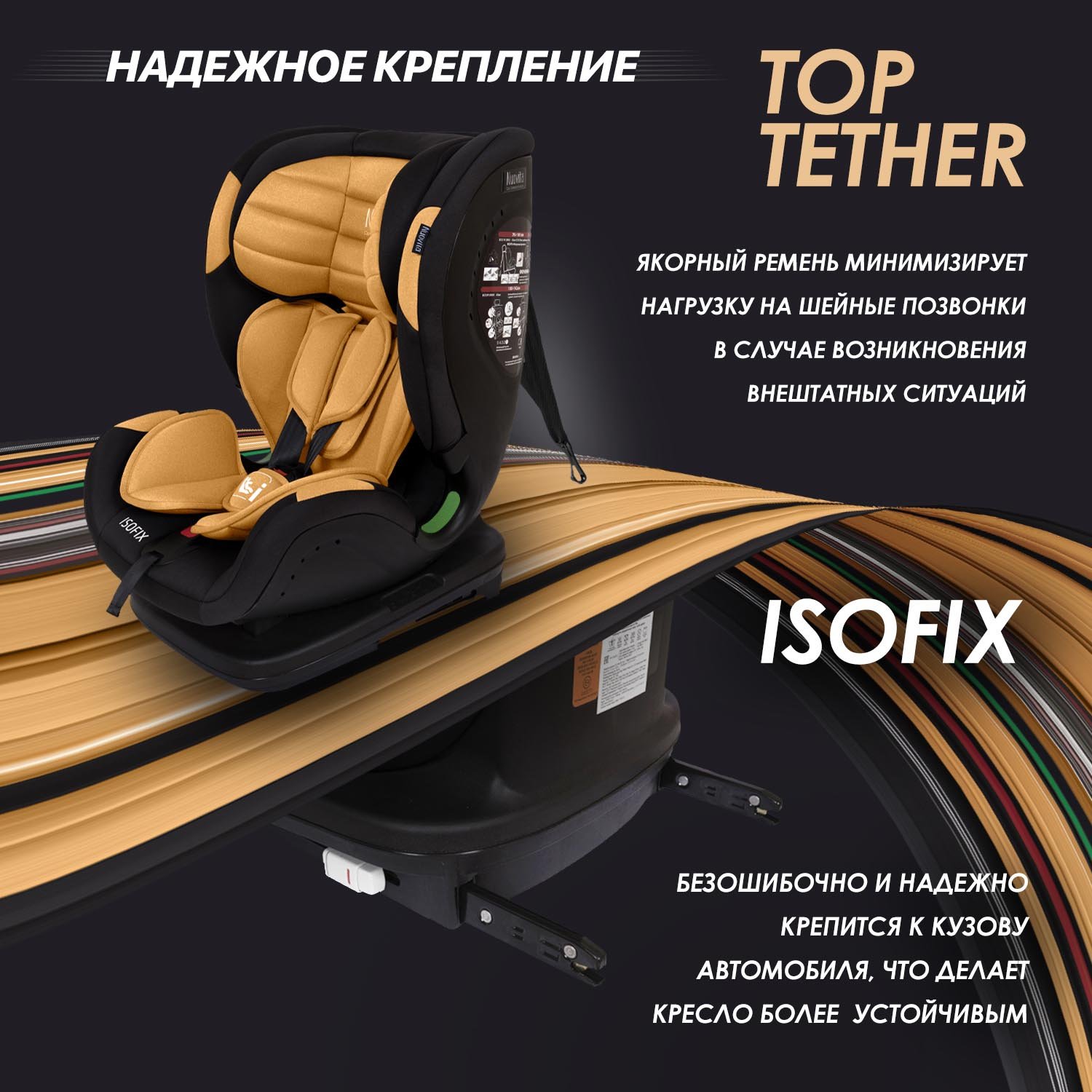 Автокресло Nuovita Maczione NiS3-1 Isofix 1/2/3 (9-36 кг) золотой - фото 5
