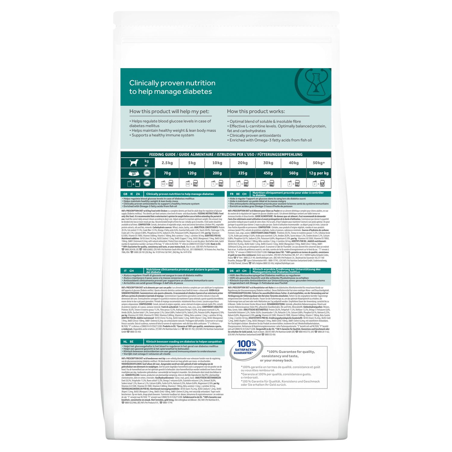 Корм для собак HILLS 1.5кг Prescription Diet w/d Digestive/Weight Management при диабете с курицей сухой - фото 3