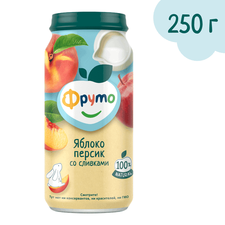 Пюре ФрутоНяня Яблоко-персик-сливки с сахаром с 6 мес 250 г
