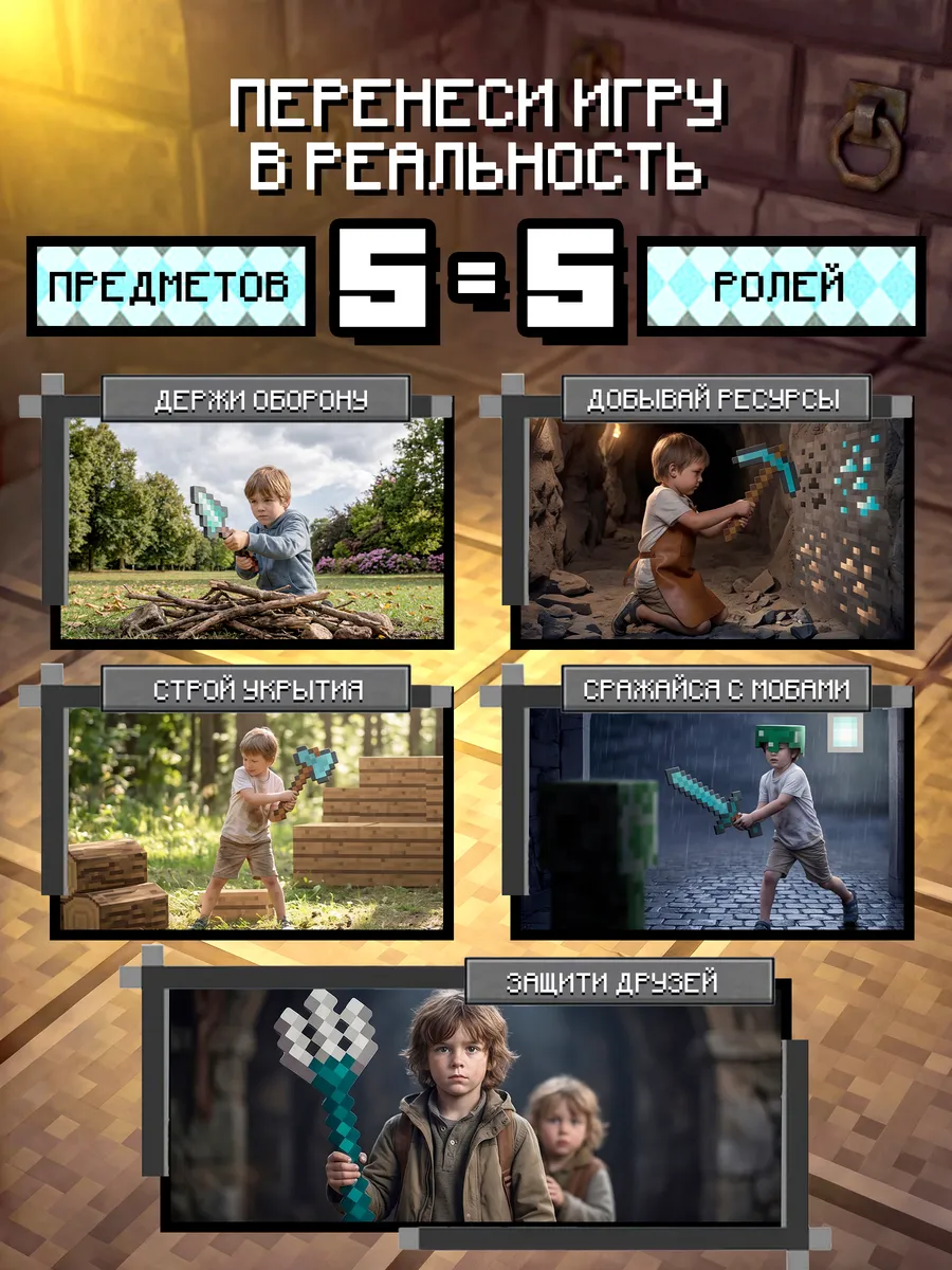 Набор игровой Fanzo Store Алмазное оружие minecraft 5шт - фото 3