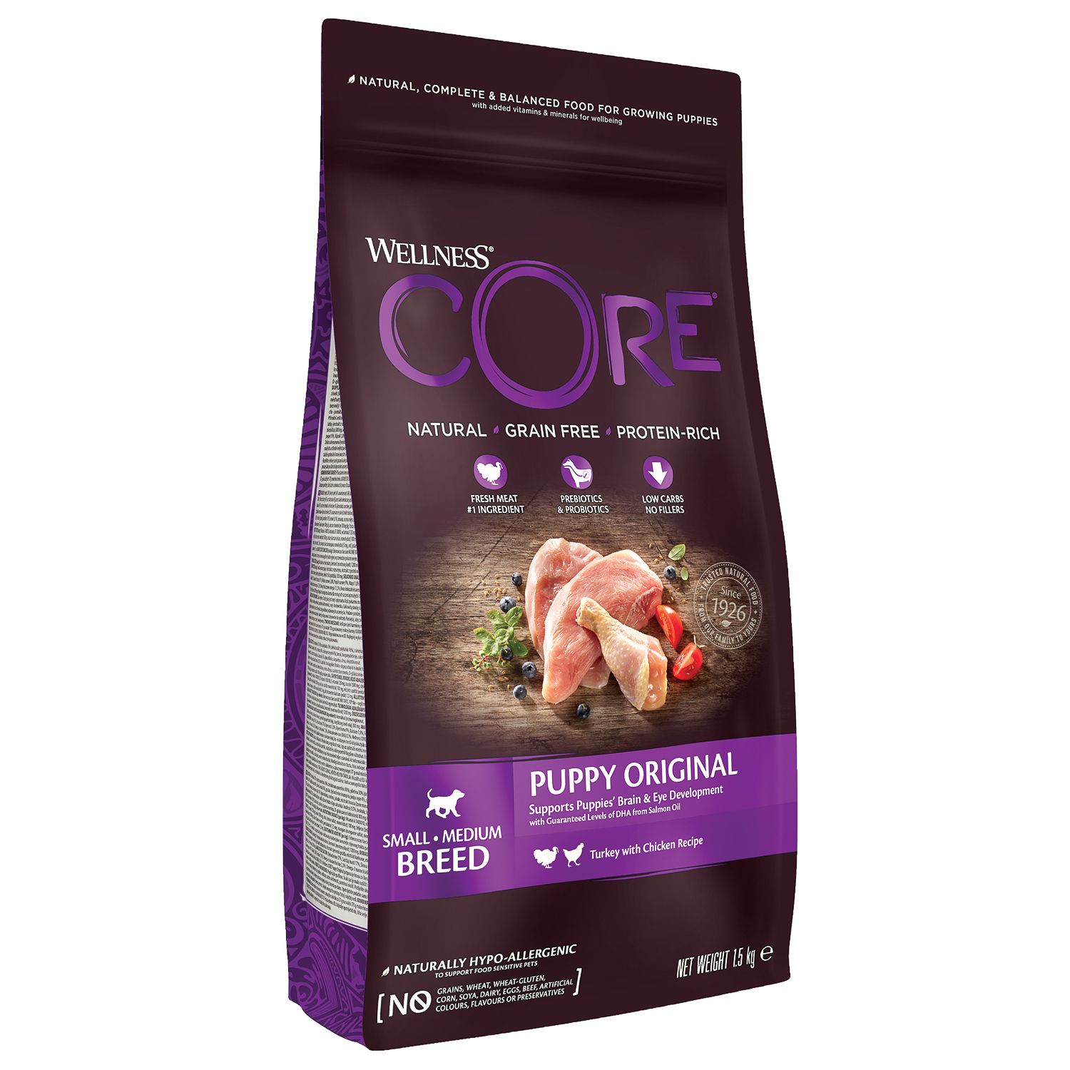 Корм для щенков Wellness CORE 1.5кг индейка-курица для мелких и средних пород - фото 10