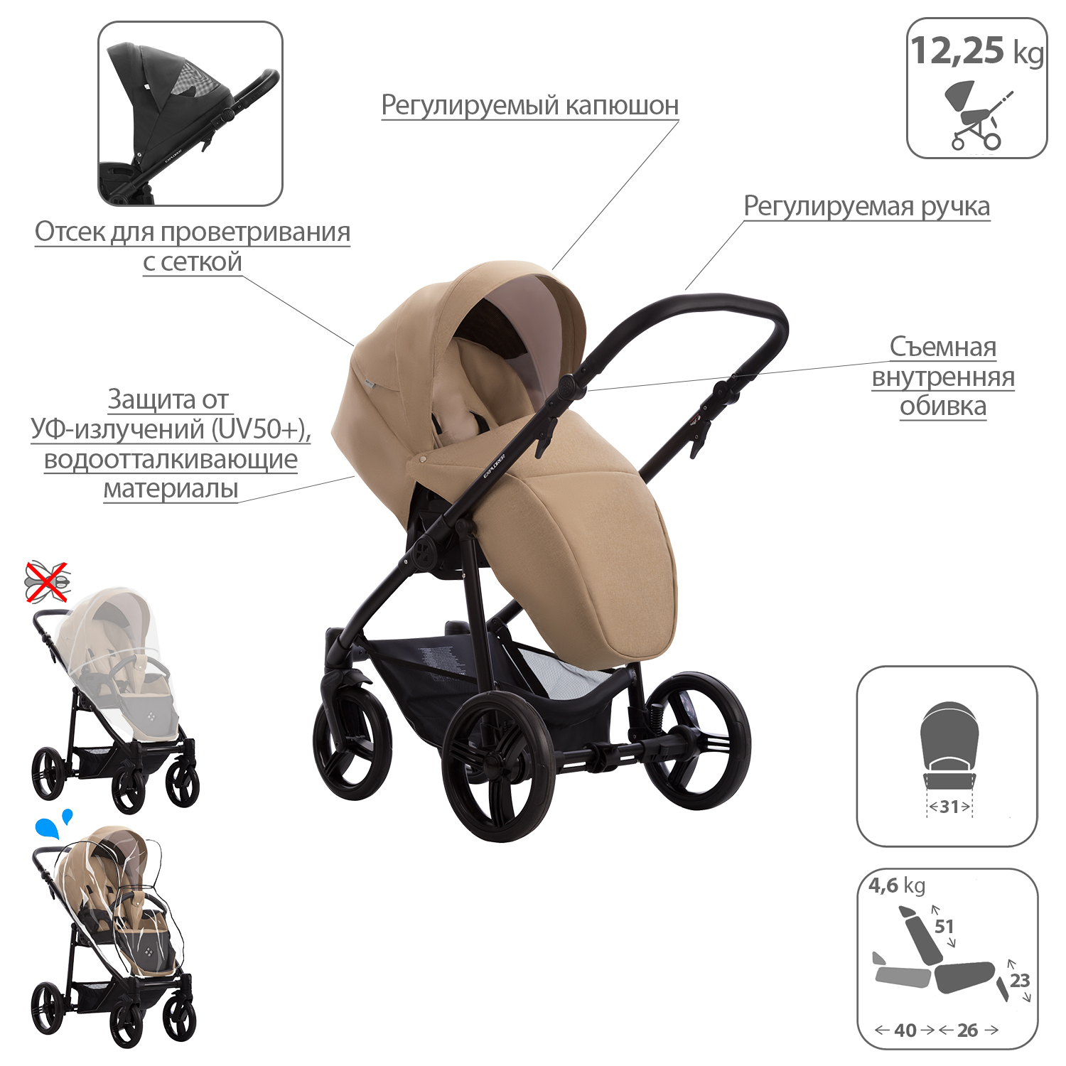 Коляска 2в1 Bebetto Explorer Air Lux - фото 5