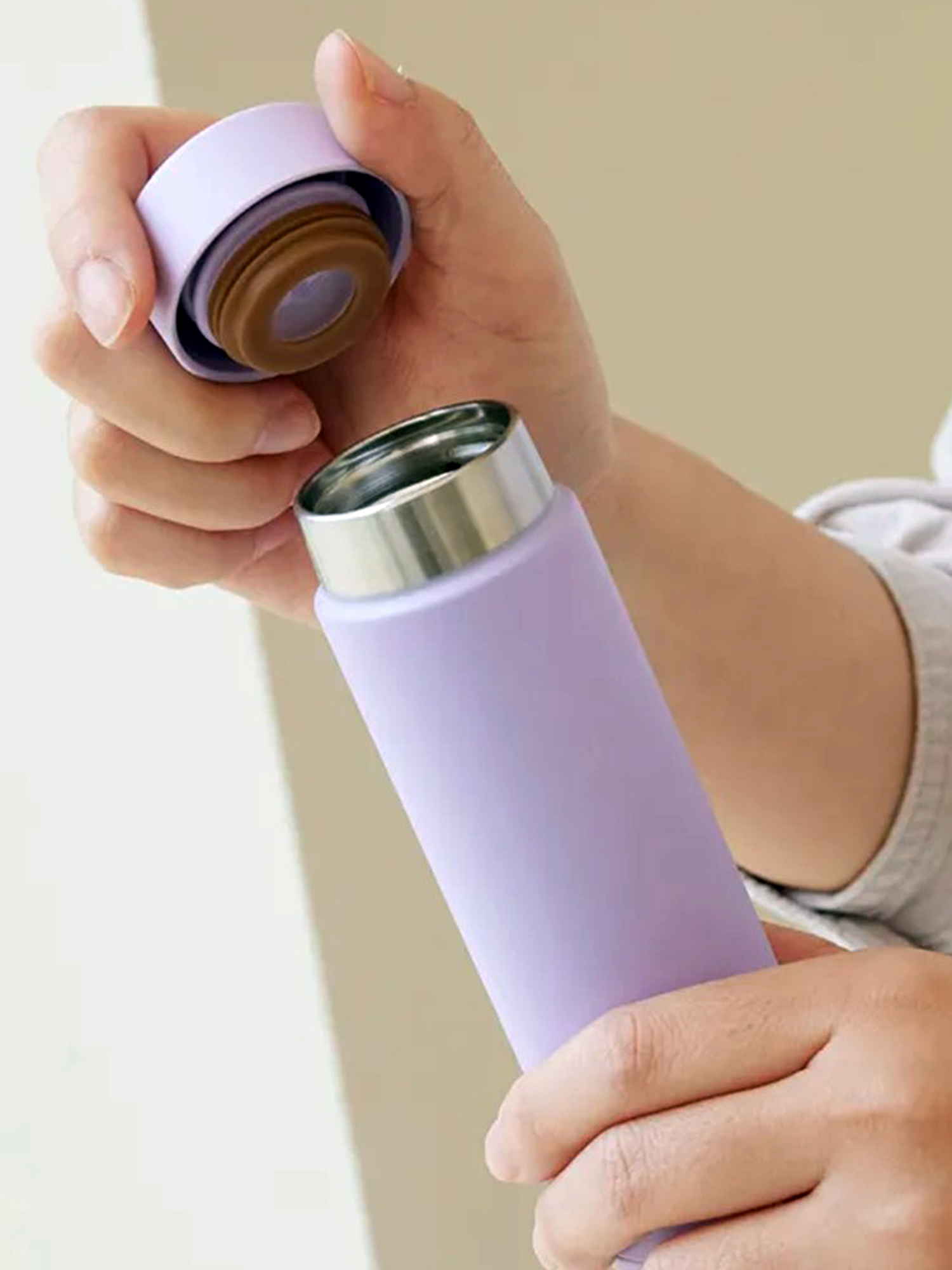 Мини-термос для кофе чая 150 мл THERMOS JOJ-150 лавандовый – нержавеющая сталь герметичный тепло/холод 6/8 часов - фото 12