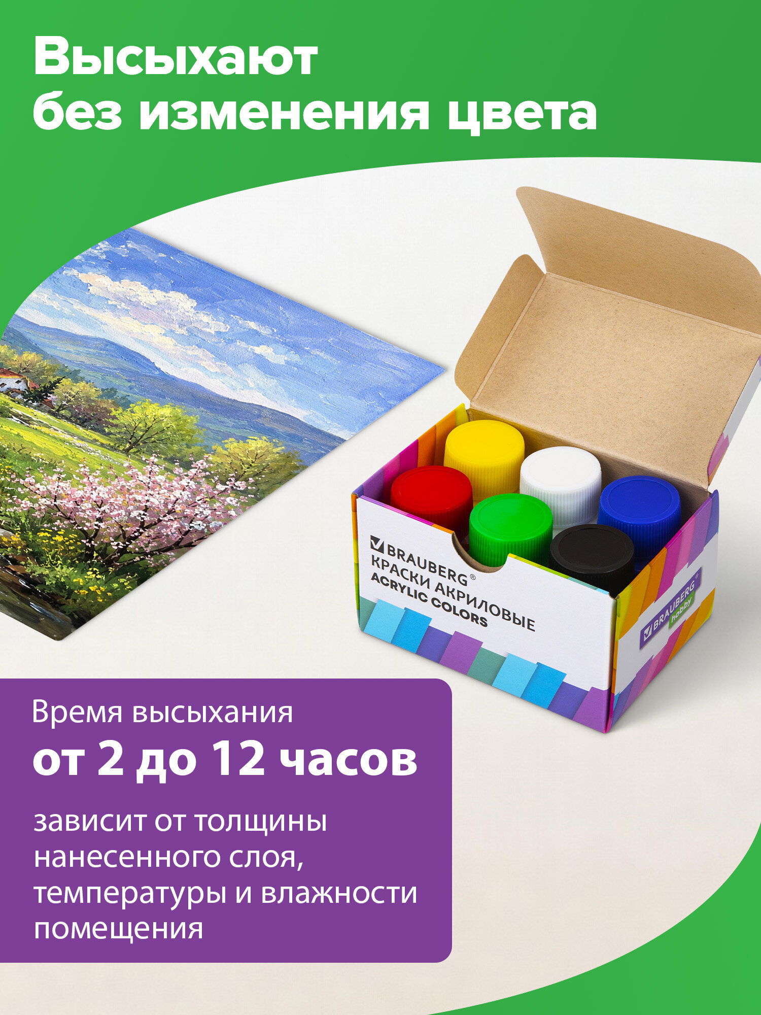Краски акриловые Brauberg 6 цв. - фото 7