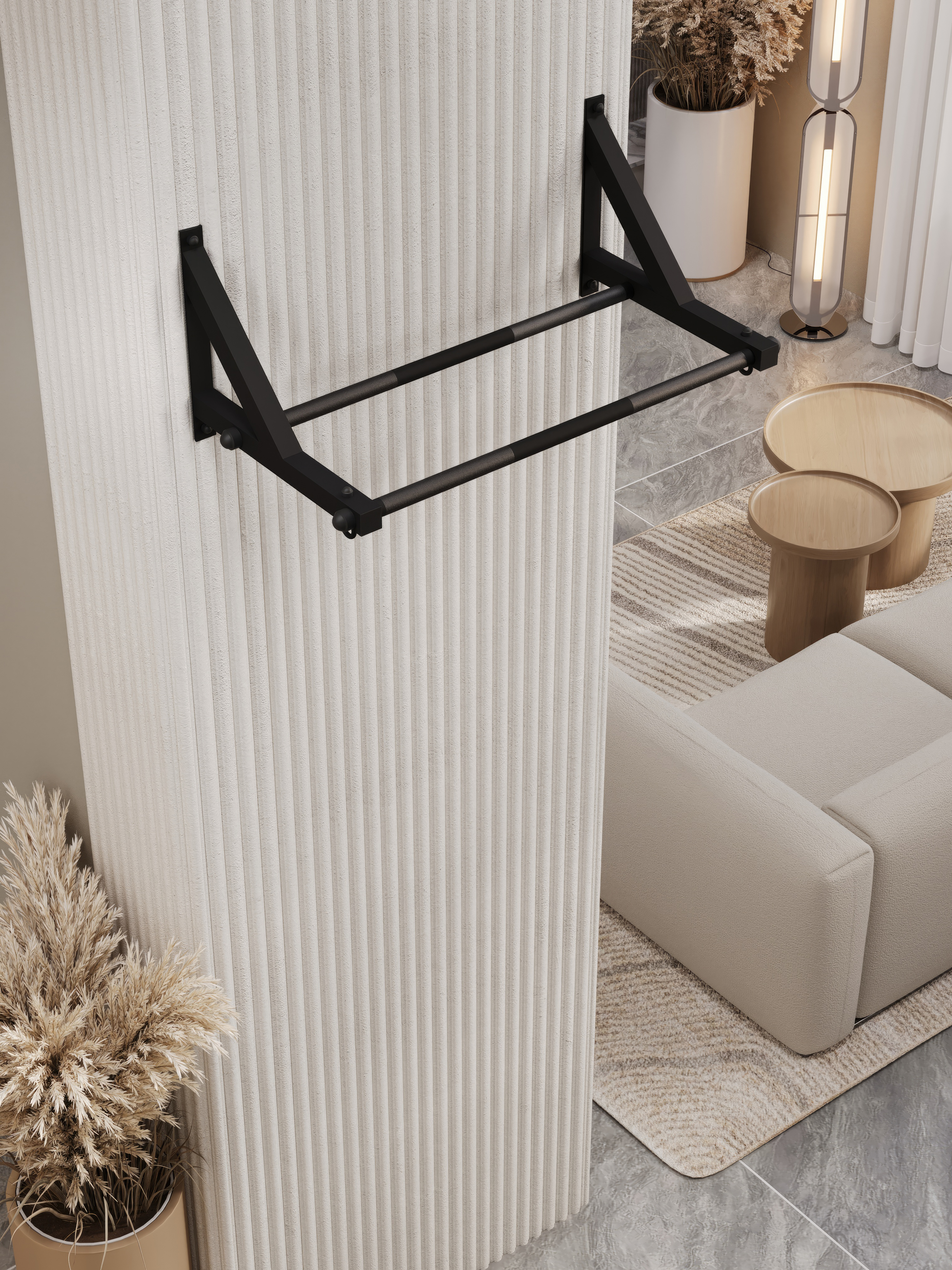 Турник настенный BORABO 2 хвата Классик Black со стальным рифлением хватов - фото 15