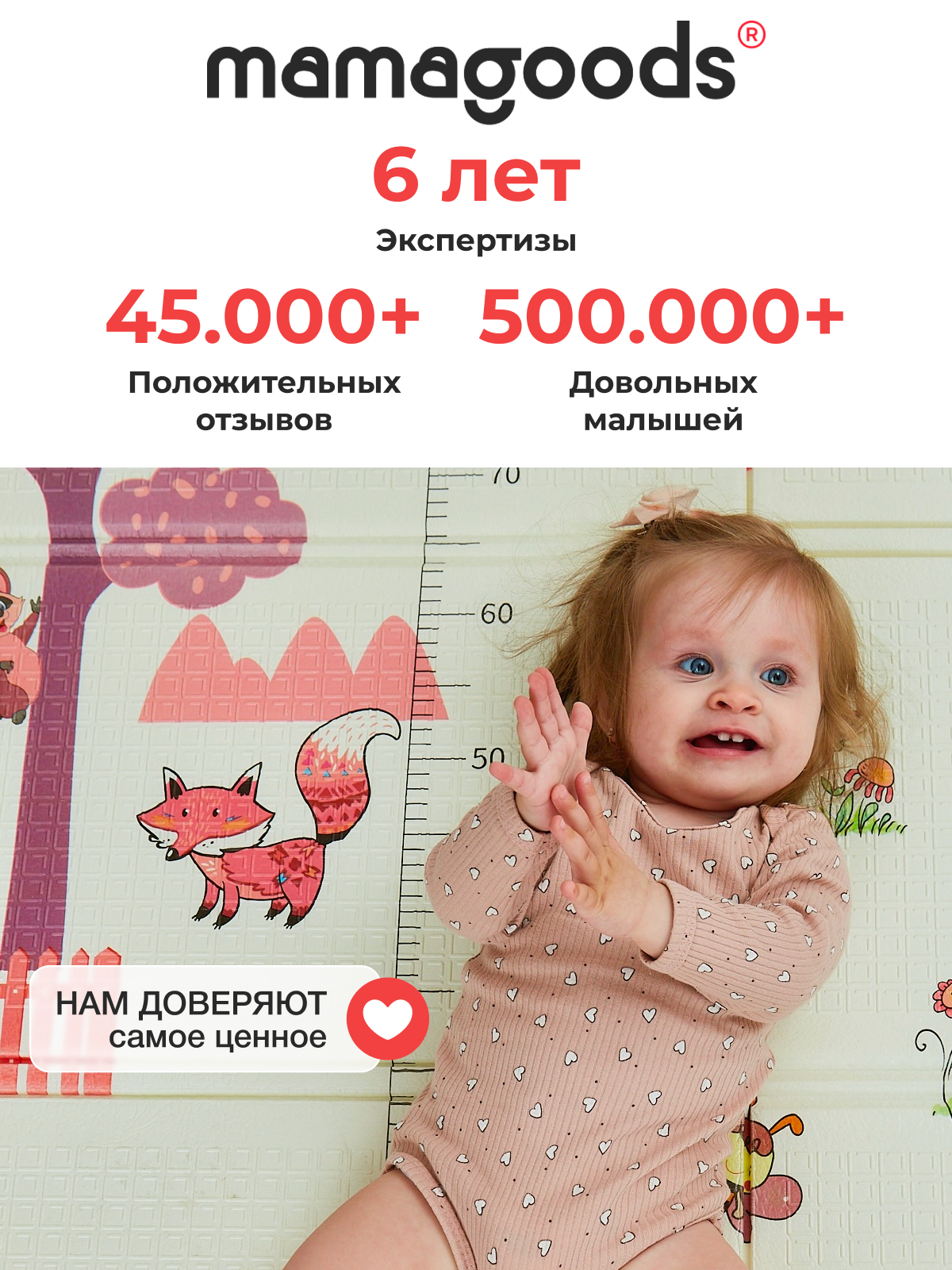 Детский складной коврик Mamagoods Мишка и киты 120 x 180 см 1 шт. - фото 12