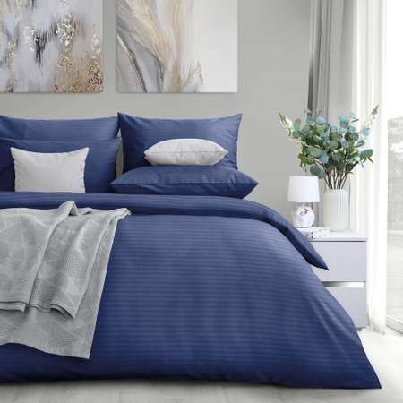 Комплект постельного белья LOVEME Indigo 1.5СП наволочки 70х70 см страйп-сатин 100% хлопок