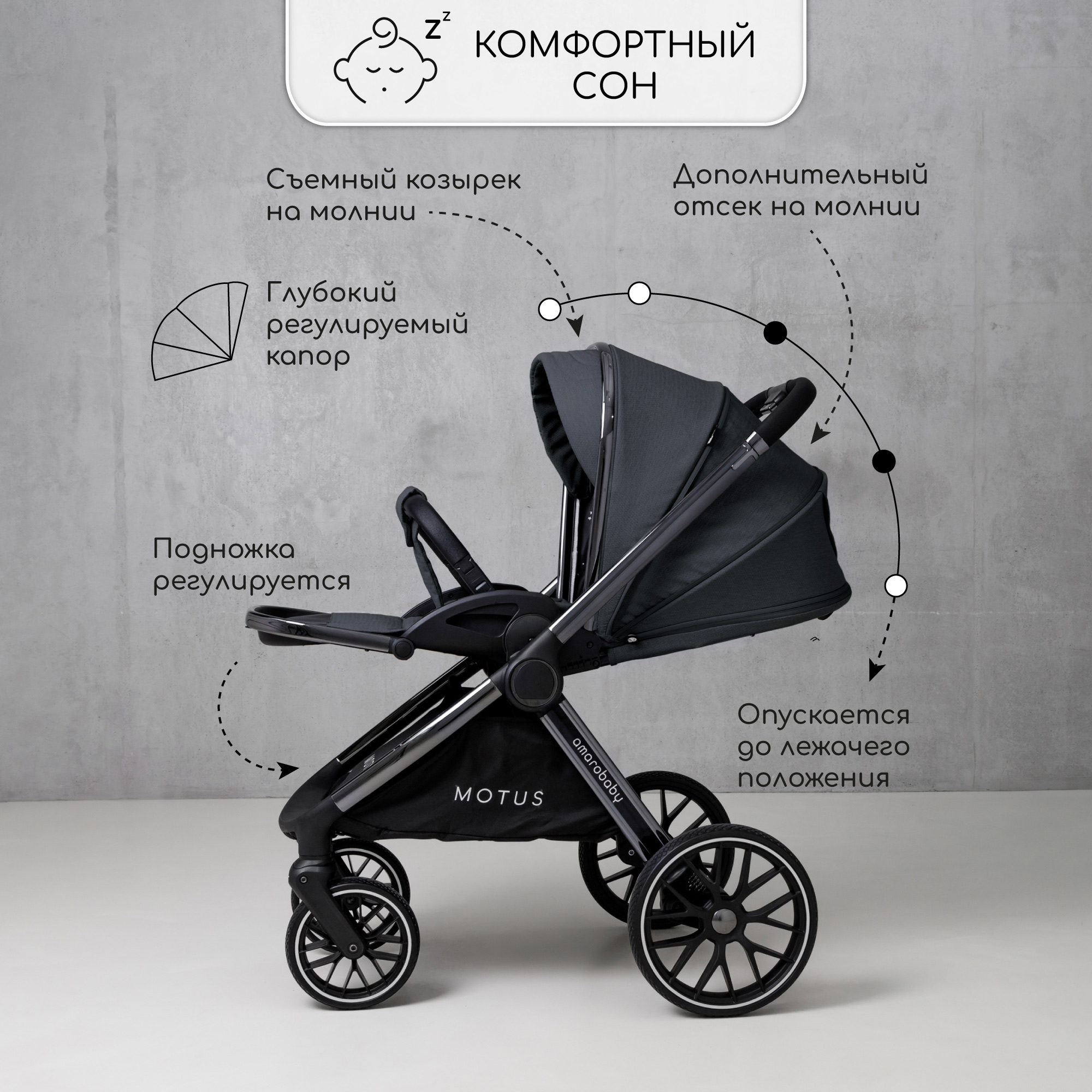 Коляска 2 в 1 Amarobaby Motus - фото 13