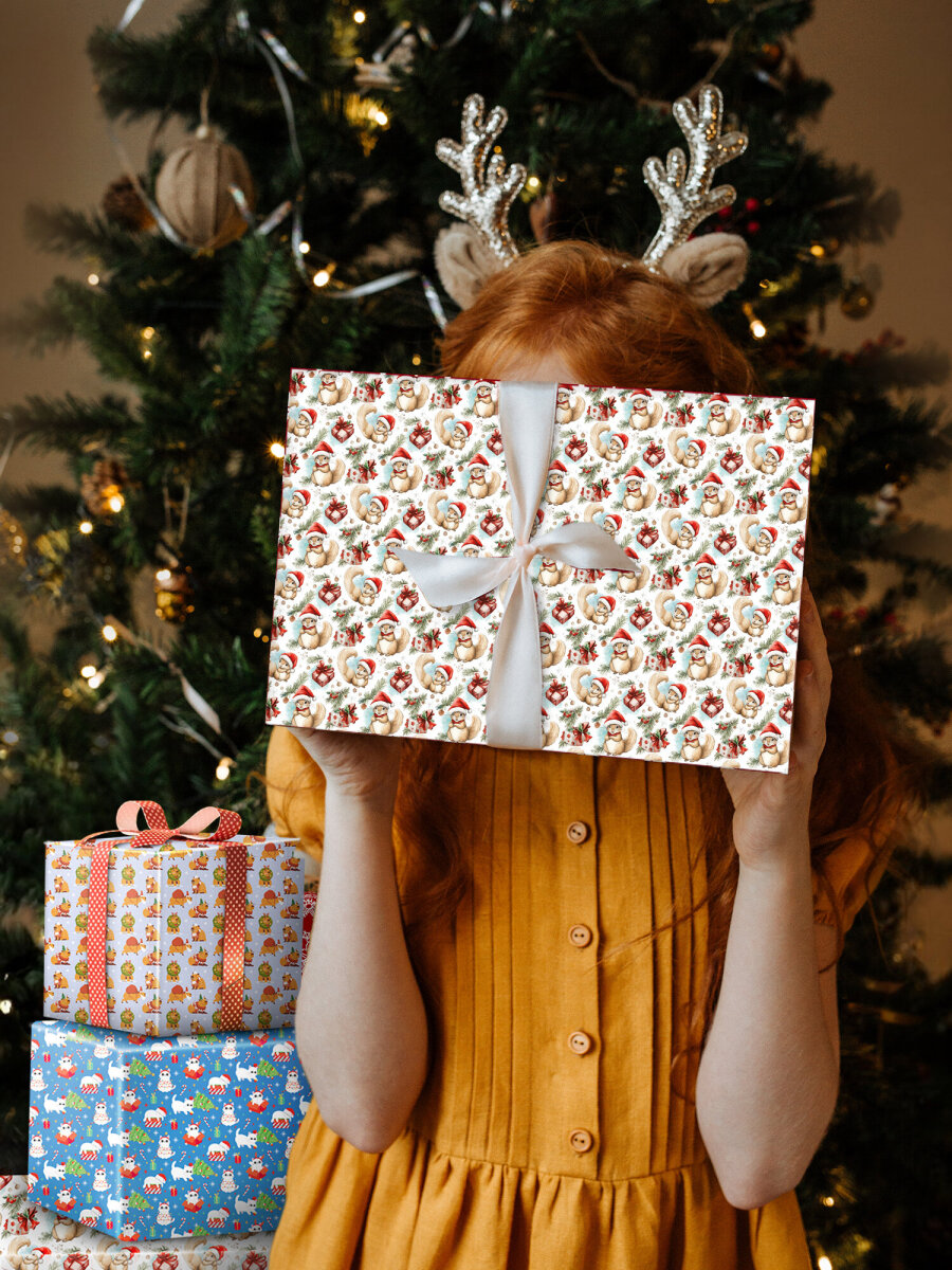 Упаковочная бумага Золотая сказка для новогодних подарков в рулоне набор 3 штуки - фото 5