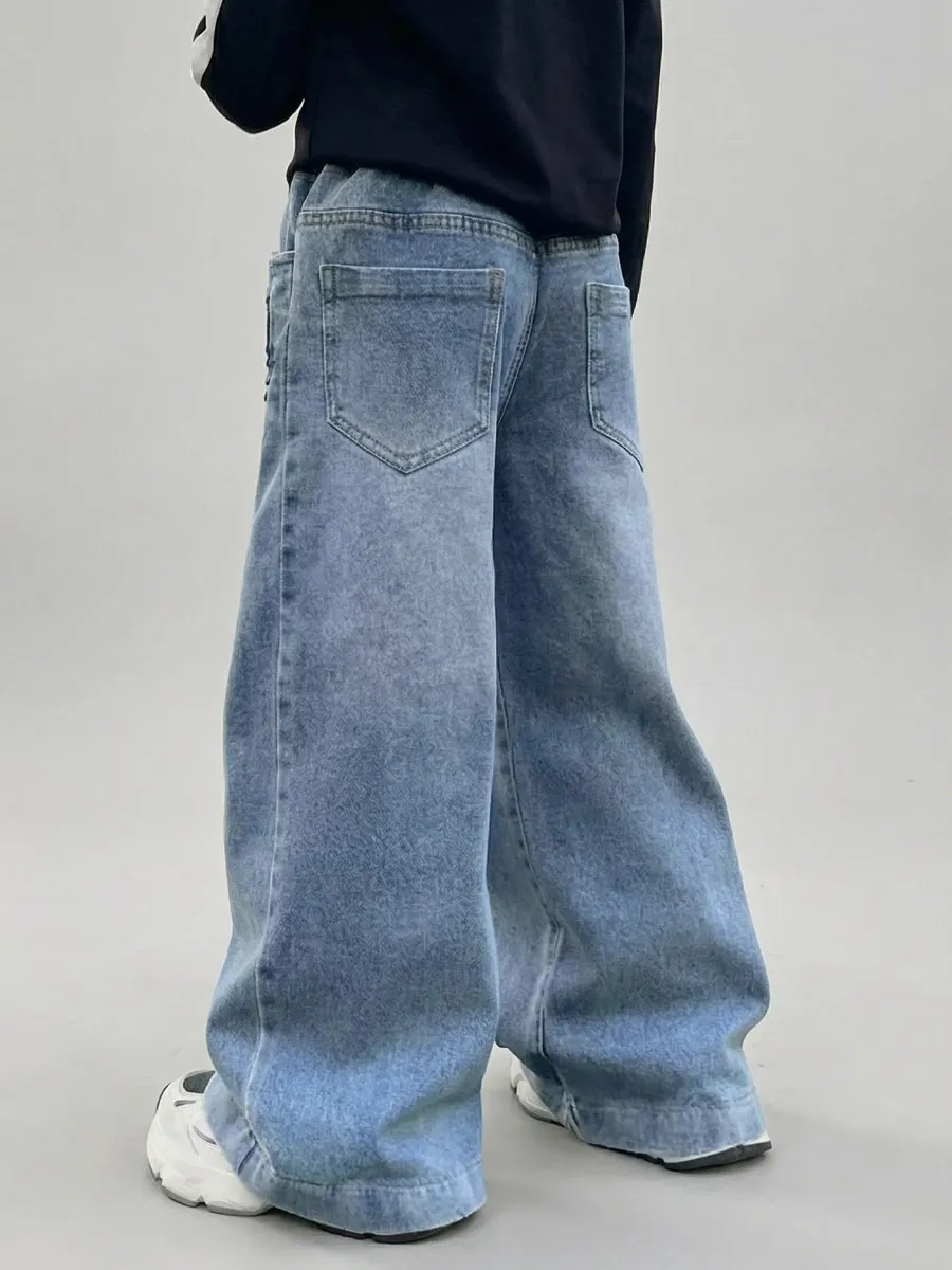 Джинсы iUkoworld Джинсы палаццо детские широкие на резинке - фото 5