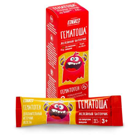 Гематоген Гематоша желейный батончик со вкусом вишни 3 стика