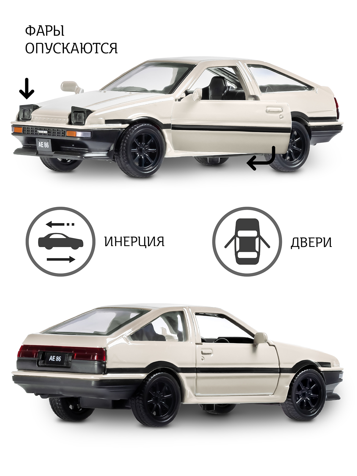 Автомобиль АВТОпанорама Toyota AE86 1:37 JB1251667 - фото 2