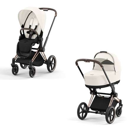 Коляска 2в1 Cybex Priam IV Rosegold белый