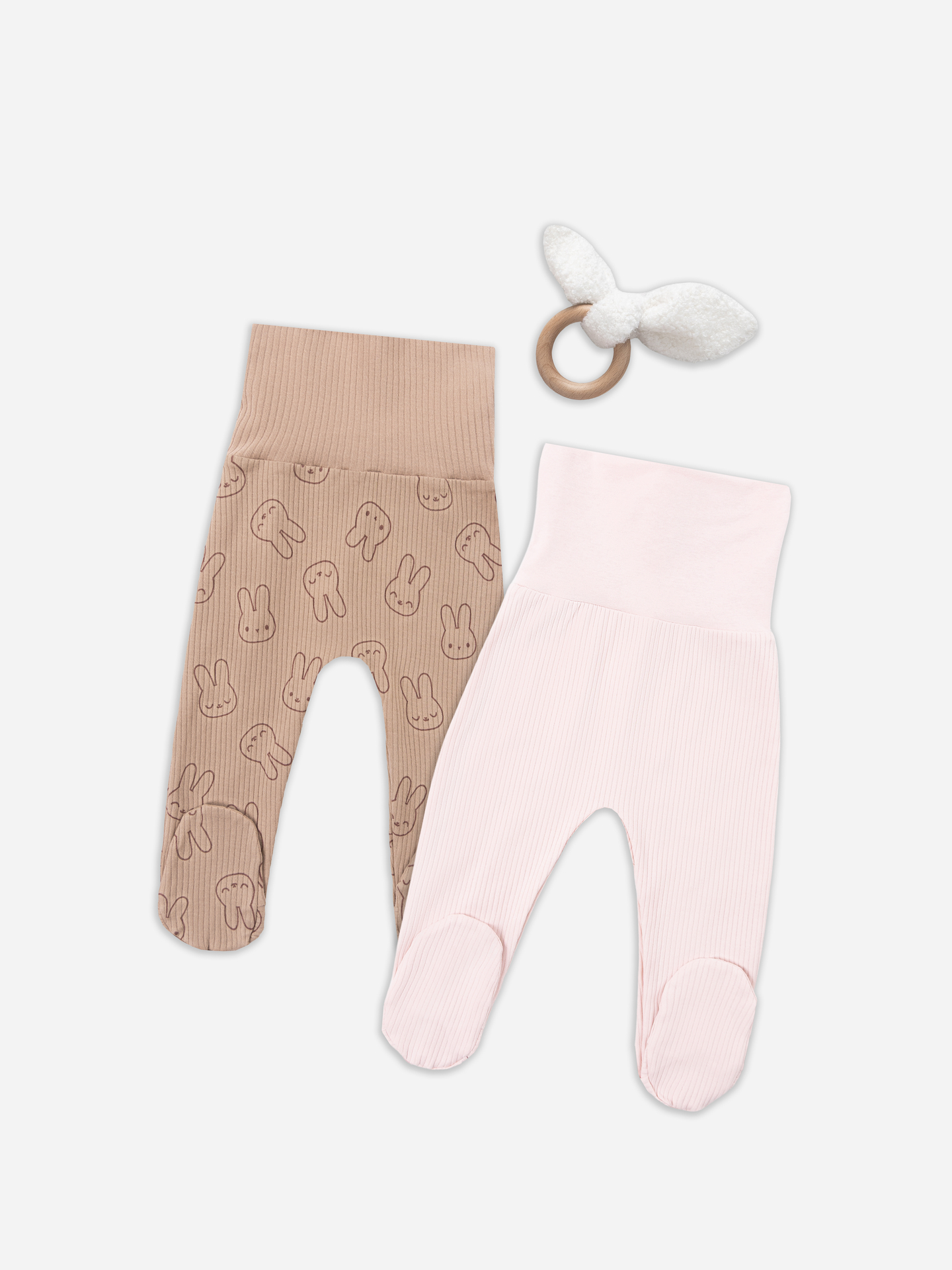 Ползунки 2 шт Mark Formelle (Марк Формэль) 85114-2/розовый +зайки на бежевом - фото 1