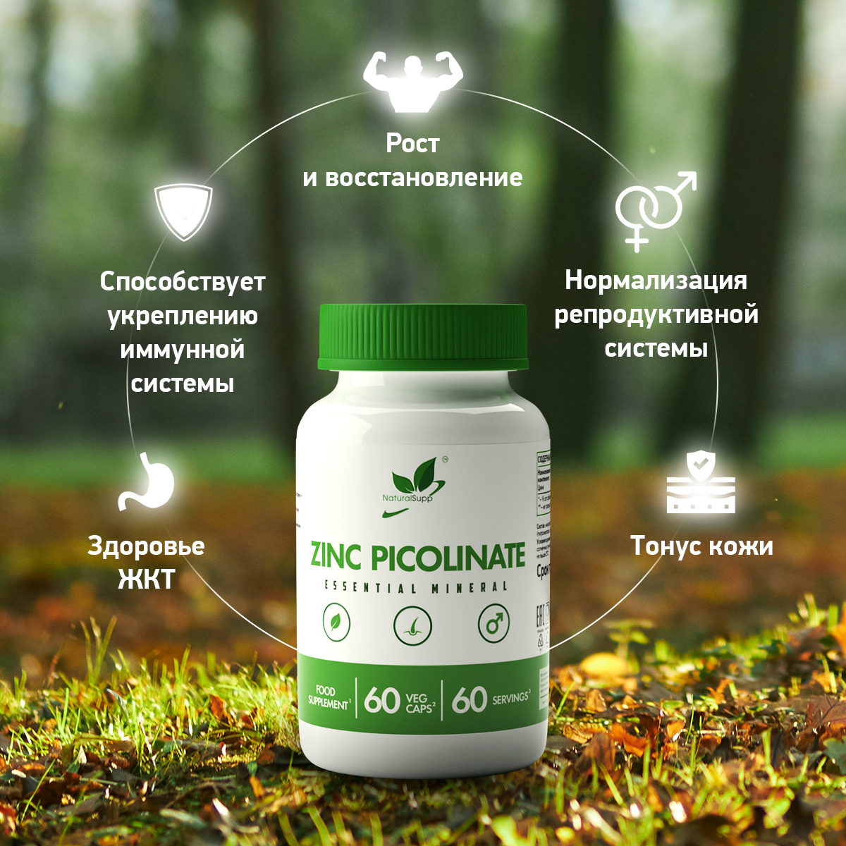 Цинк Пиколинат 25 мг NaturalSupp Для женщин, иммунитета Веган 60 капсул - фото 3