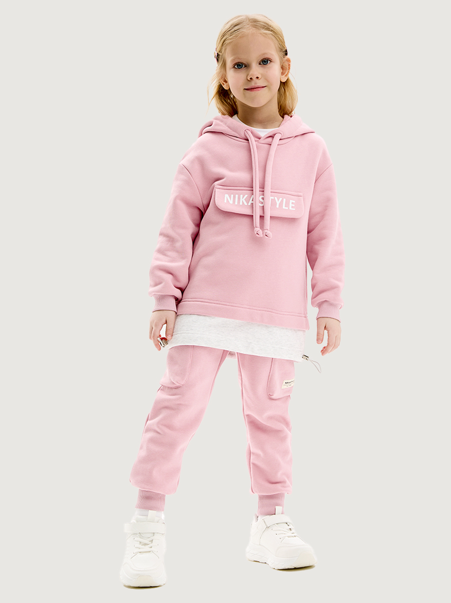 Костюм NIKASTYLE 7т20325 пудра/светло-серый меланж - фото 1