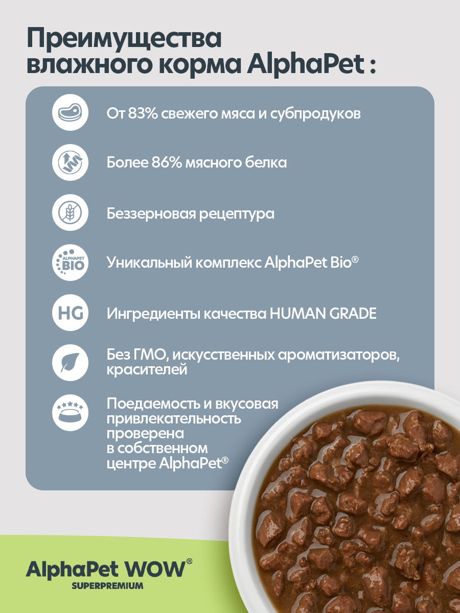 Пауч 28 шт Влажный полнорационный корм AlphaPet для кошек с чувствительным пищеварением кролик с потрошками нежные ломтики 85 - фото 7