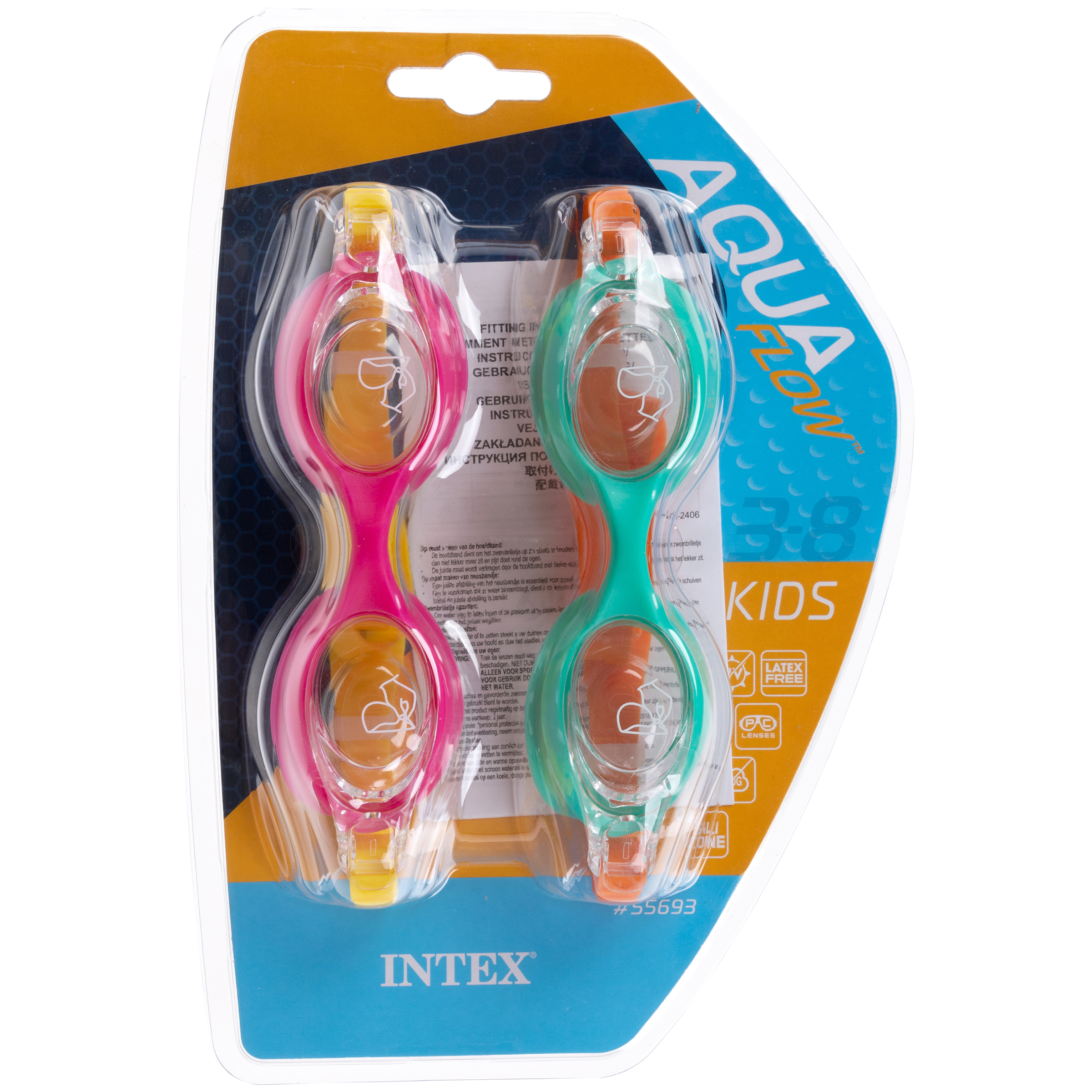 Очки для плавания детские Intex anti-fog для девочки и мальчика для бассейна для моря водные подводные 3-8 лет - фото 10
