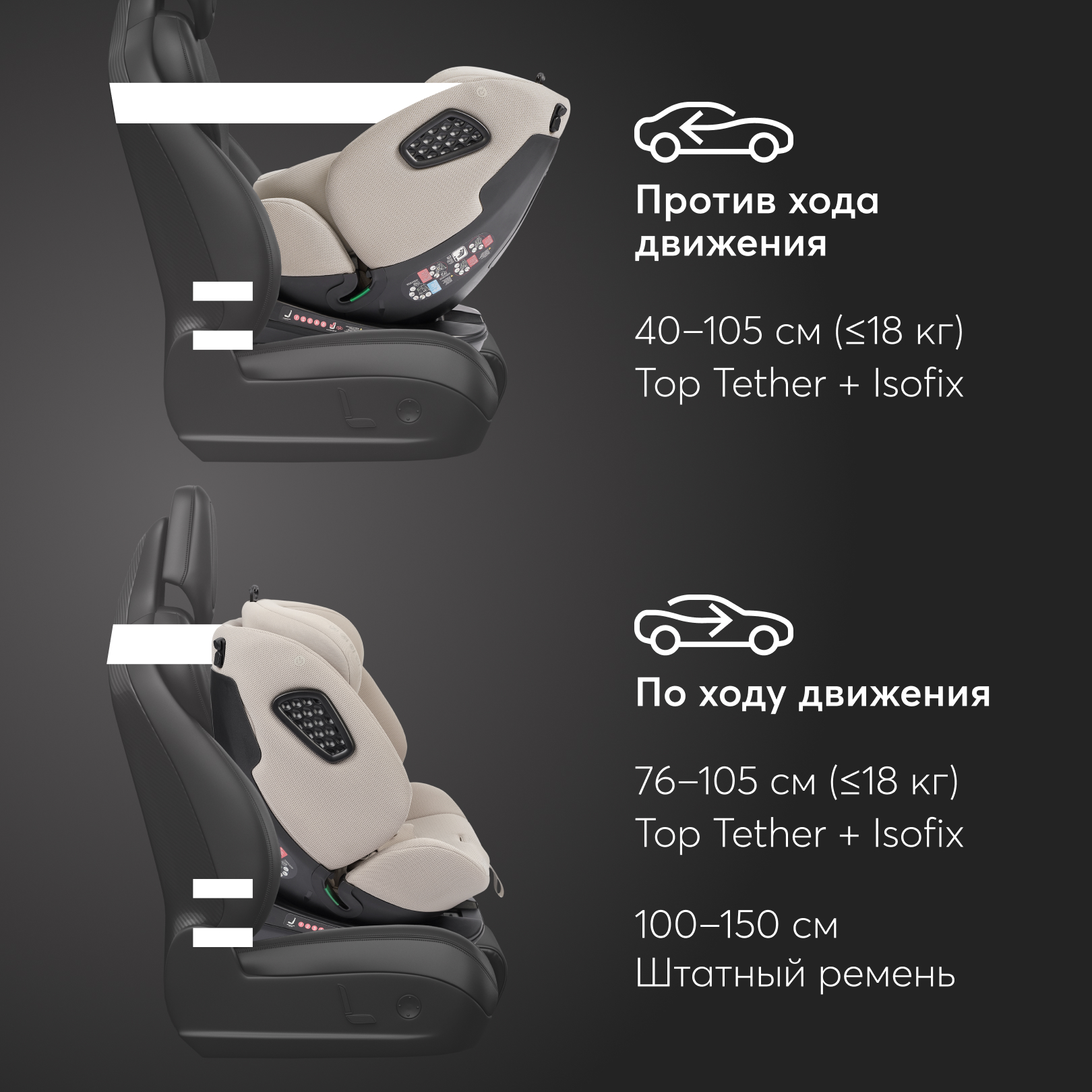Автокресло Happy Baby Grey Beige Isofix 0+/1/2/3 (0-36 кг) - фото 13