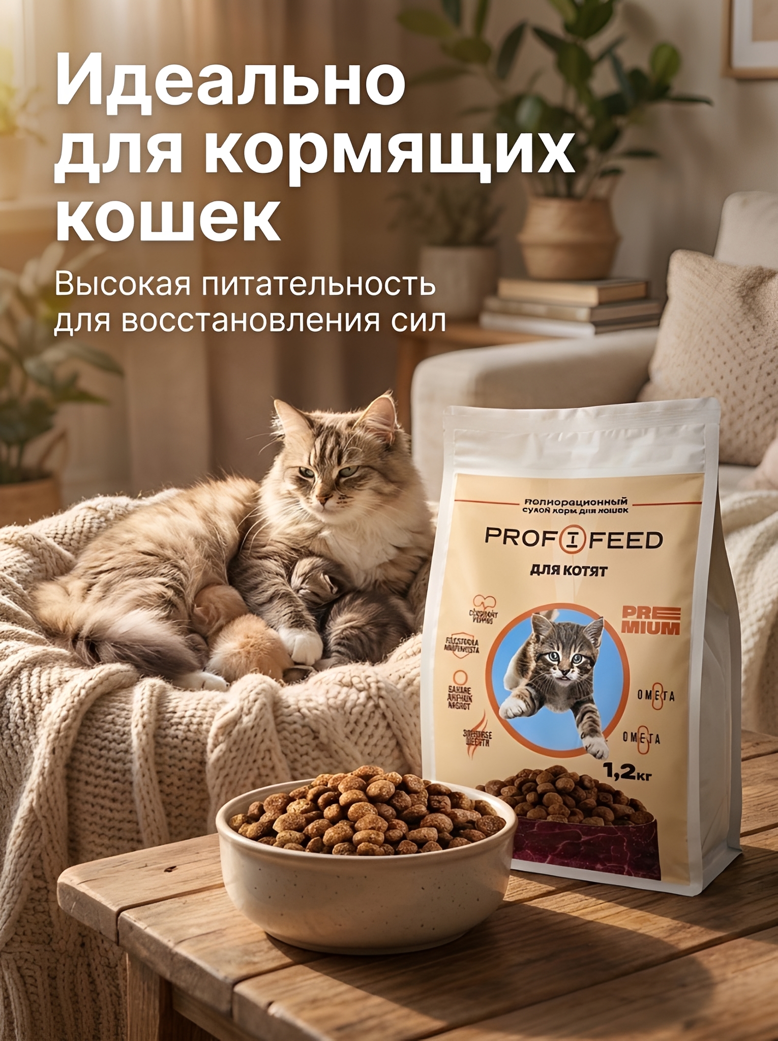 Корм сухой Profifeed для котят 1,2кг - фото 4