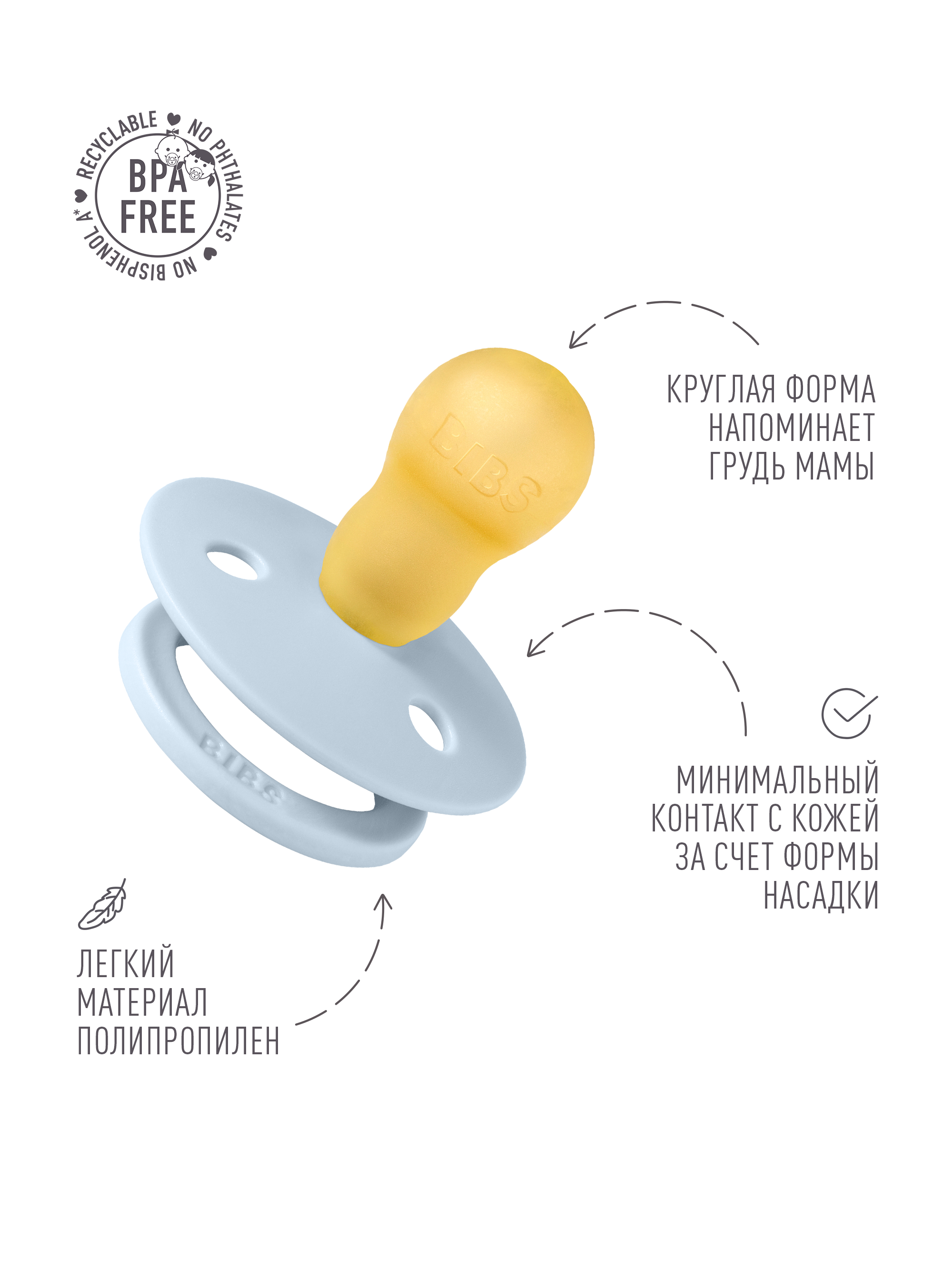 Пустышка BIBS латекс классическая от 18 мес. 1 шт. - фото 3
