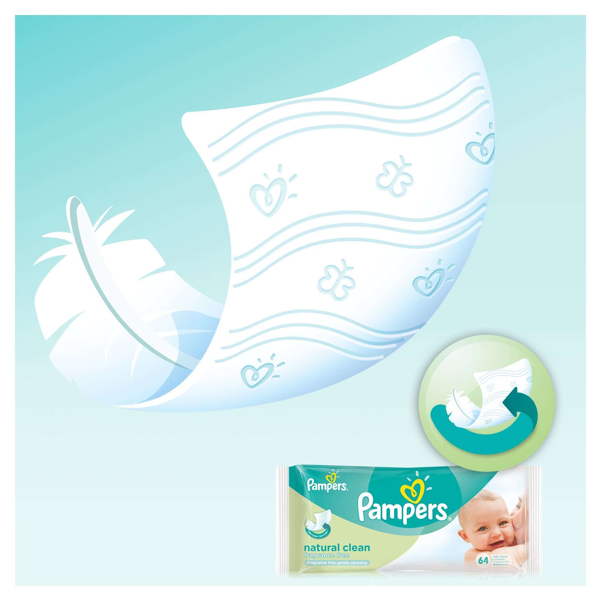 Влажные салфетки Pampers Natural Clean 64 шт. - фото 6