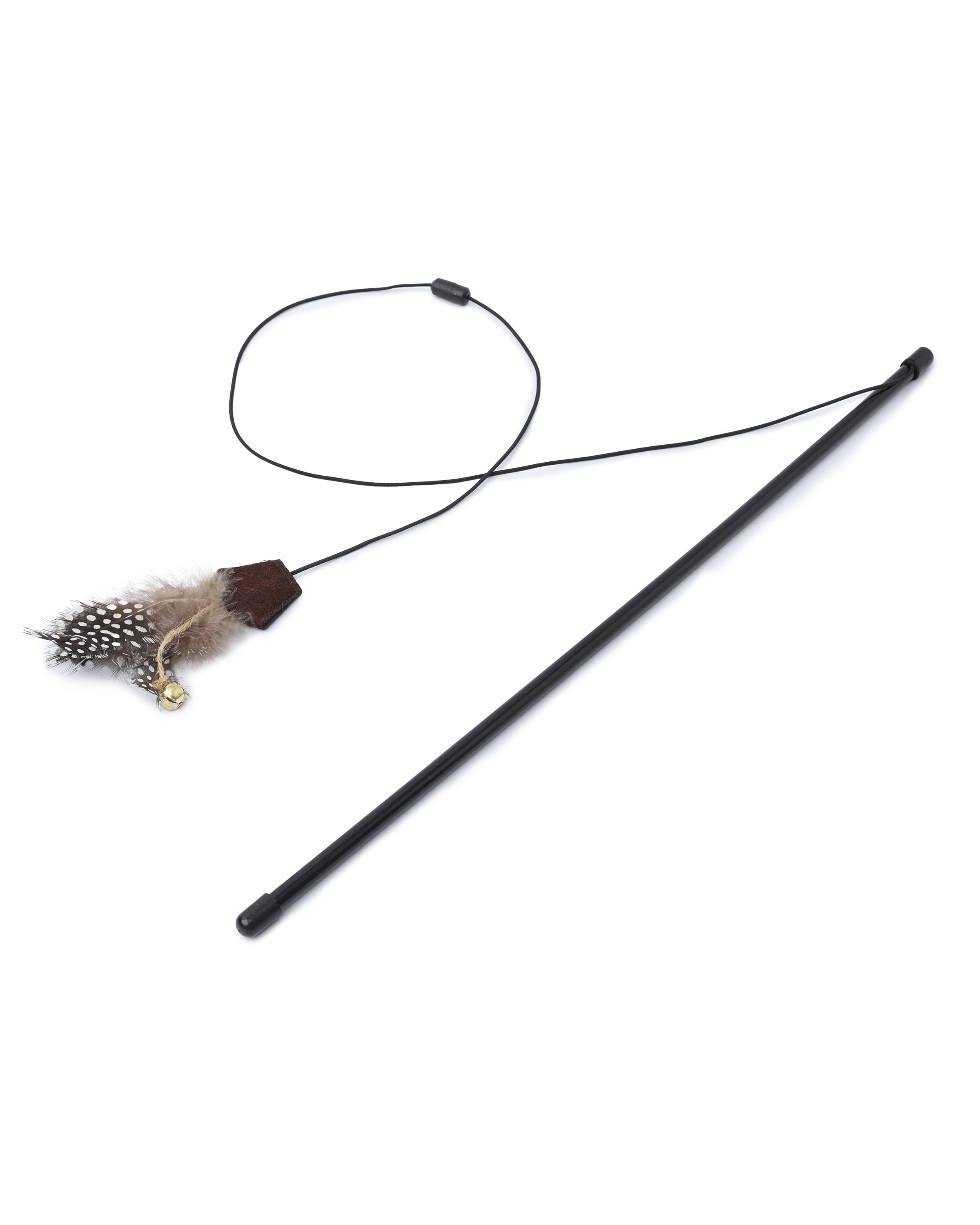 Игрушка для кошек Barbaks Дразнилка с пятиугольником и натуральными перьями в горох - фото 1