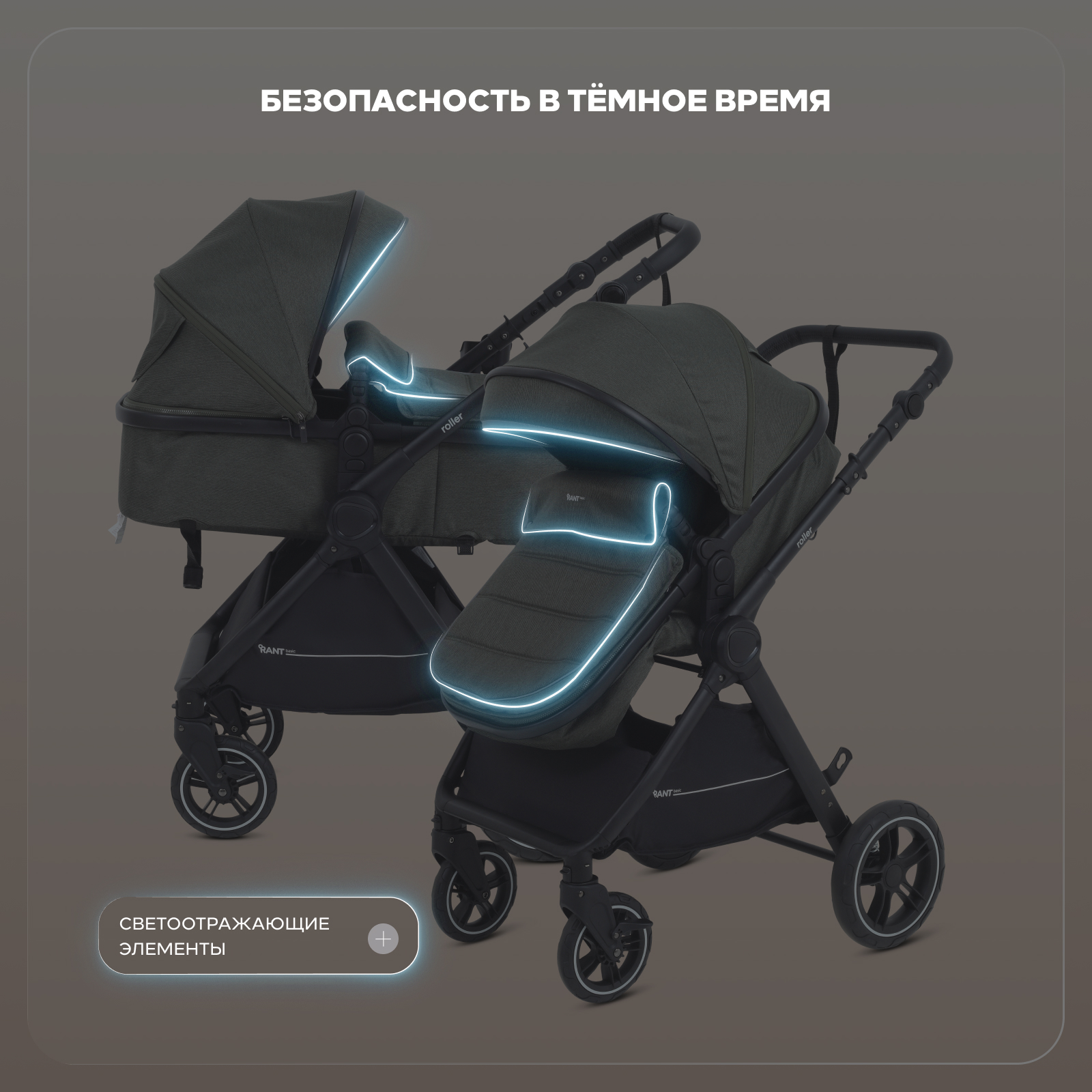 Коляска трансформер Rant Basic Roller 2в1, olive зеленый - фото 2