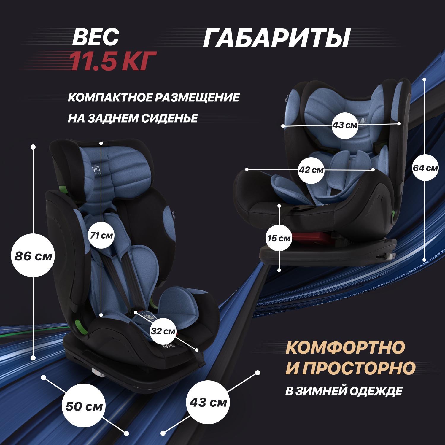 Автокресло Nuovita Maczione NiS3-1 Isofix 1/2/3 (9-36 кг) синий - фото 10