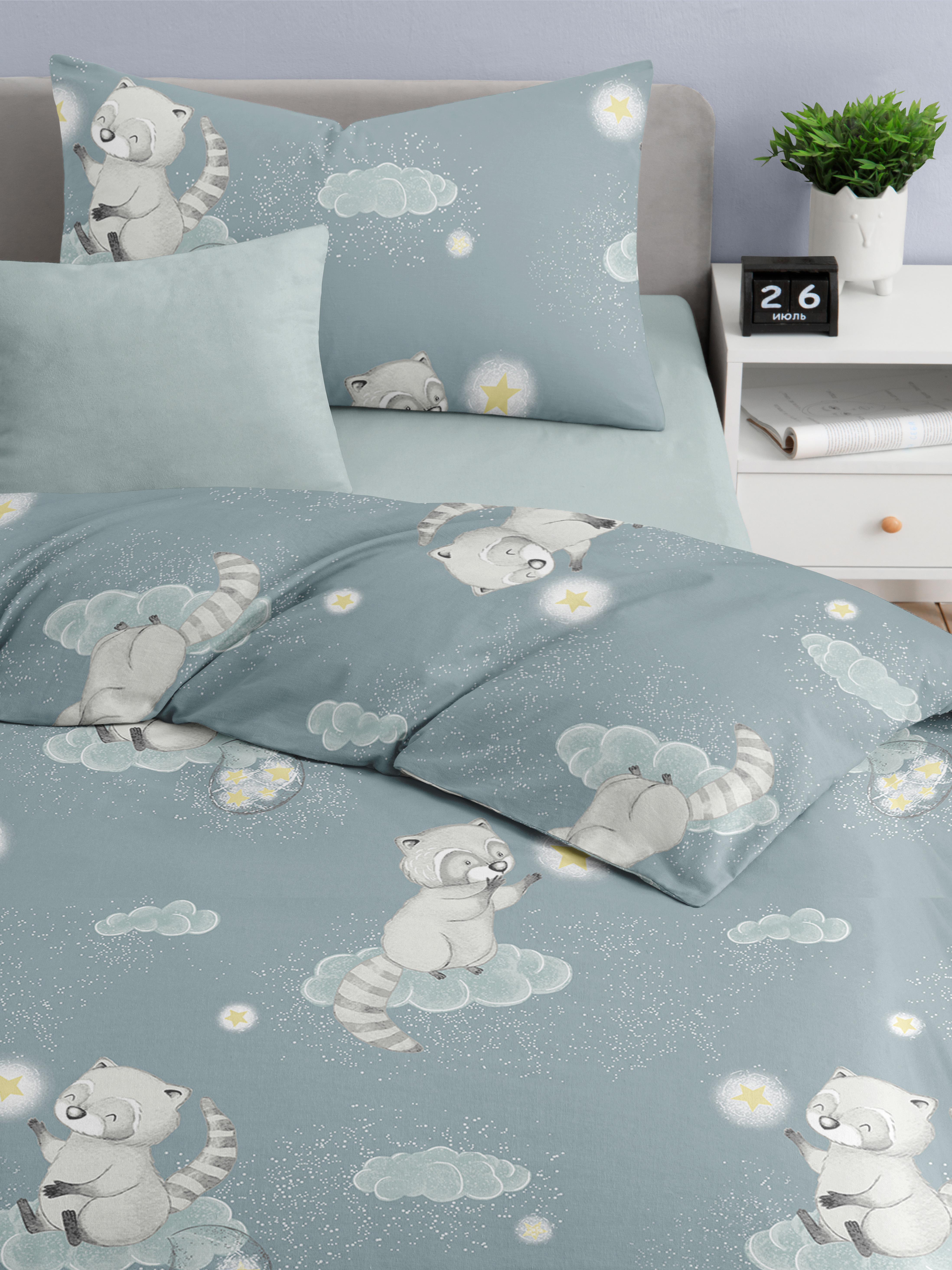 Комплект постельного белья Ночь Нежна Енотики полутораспальный 3 предм. - фото 7