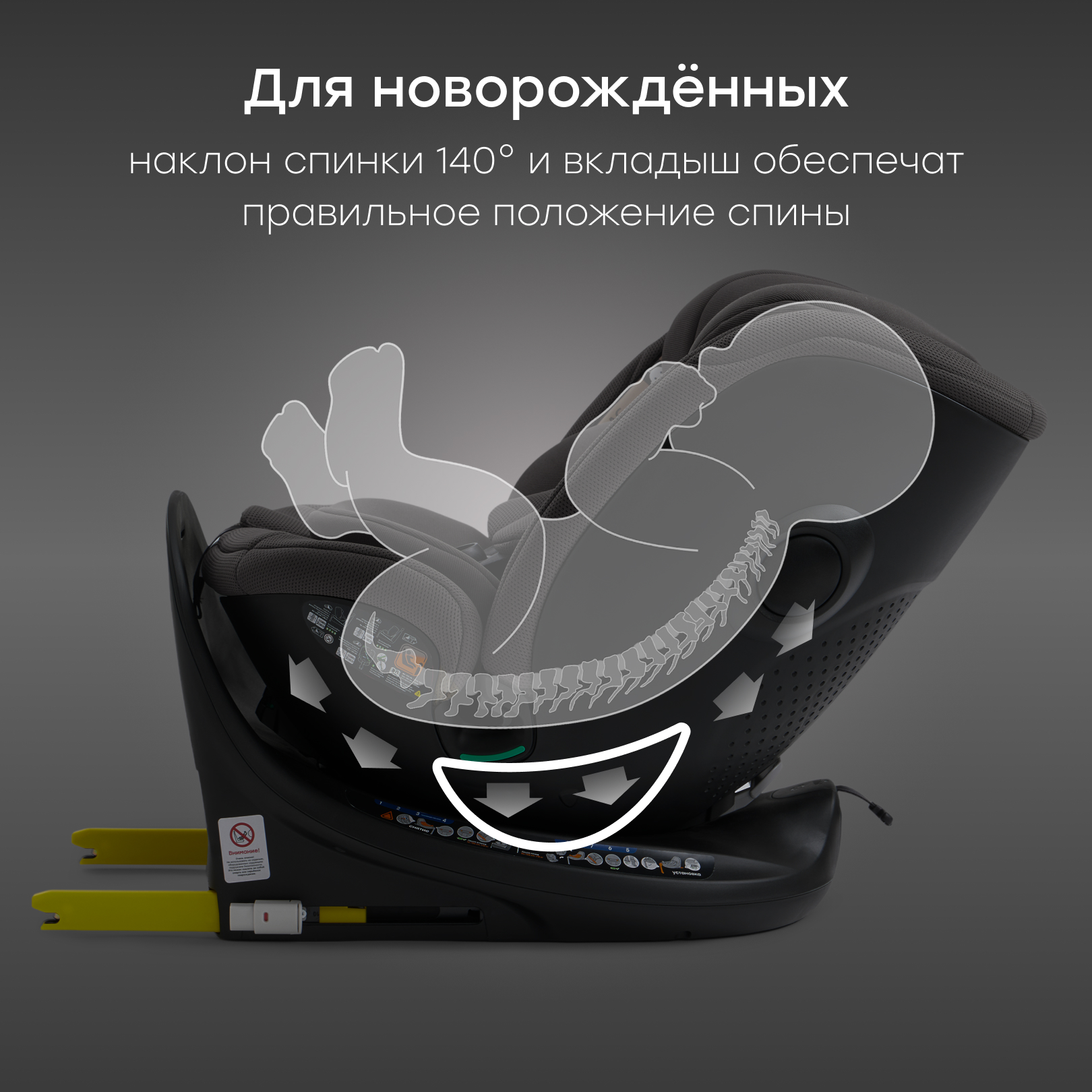 Автокресло Happy Baby kidster Isofix 0+/1/2/3 (0-36 кг) серый - фото 4