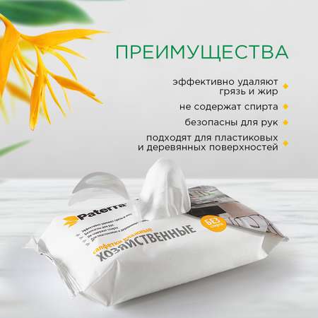 Влажные салфетки Paterra антибактериальные