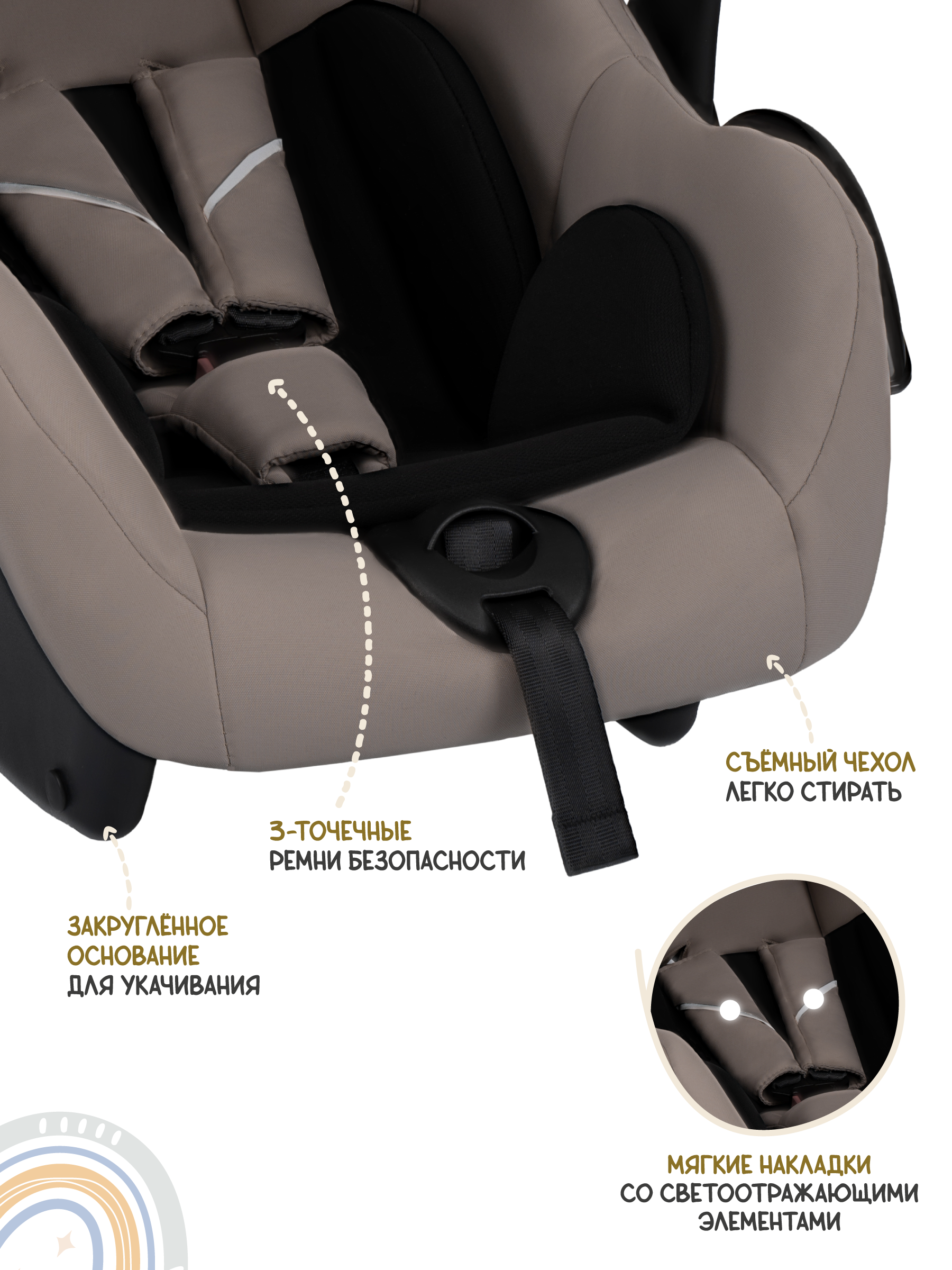 Коляска 3в1 JOVOLA Swift Plus бежевый - фото 6