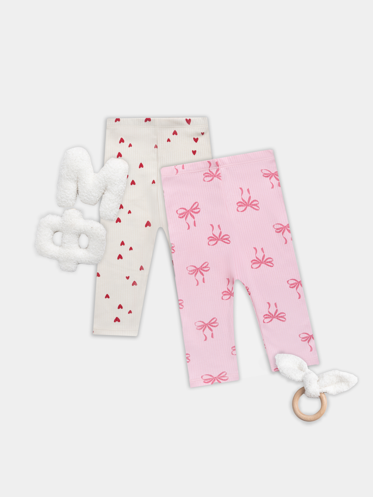 Штанишки 2 шт Mark Formelle (Марк Формэль) 85116-2/сердечки на молочном +бантики на розовой сказке - фото 1
