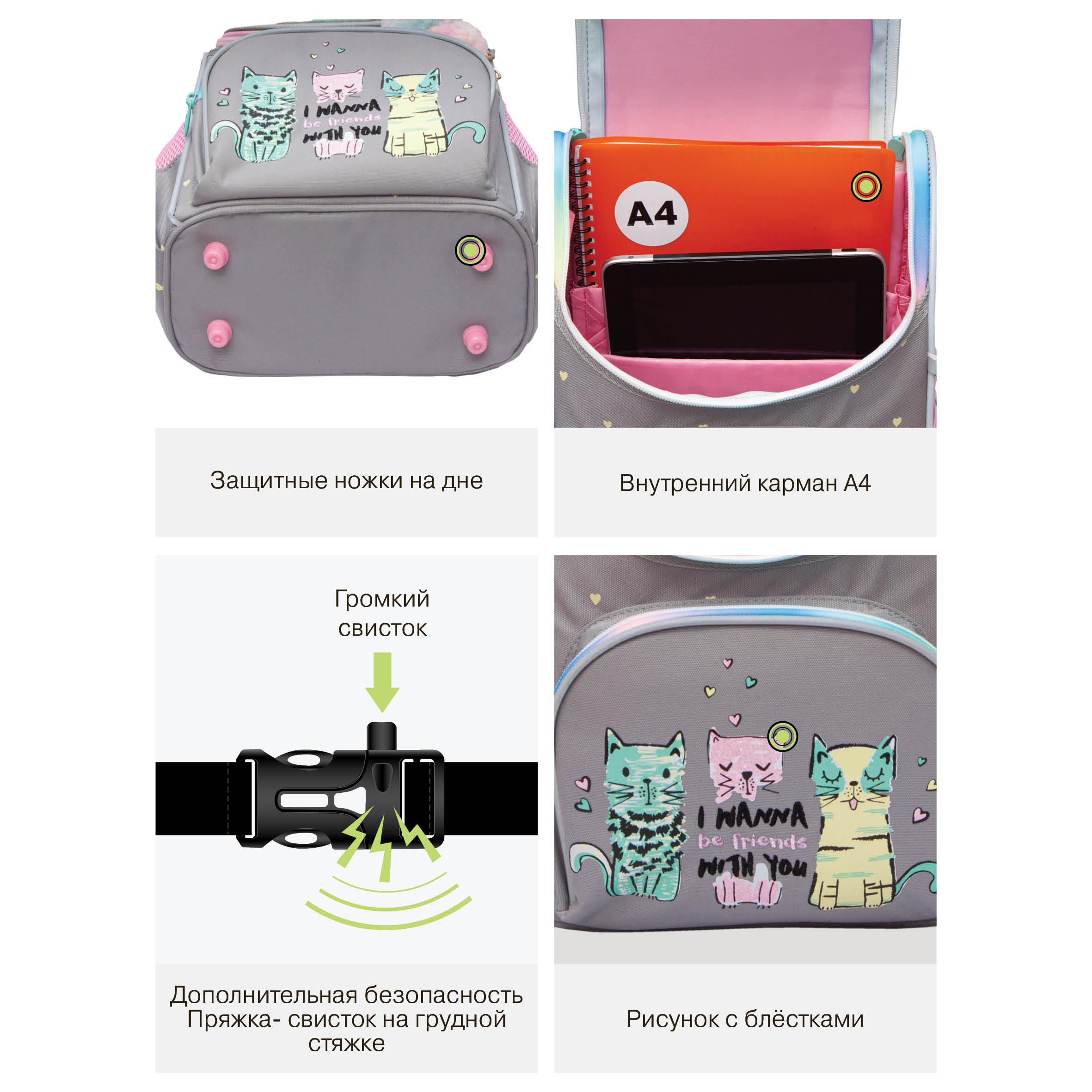 Ранец Grizzly для девочки - фото 10