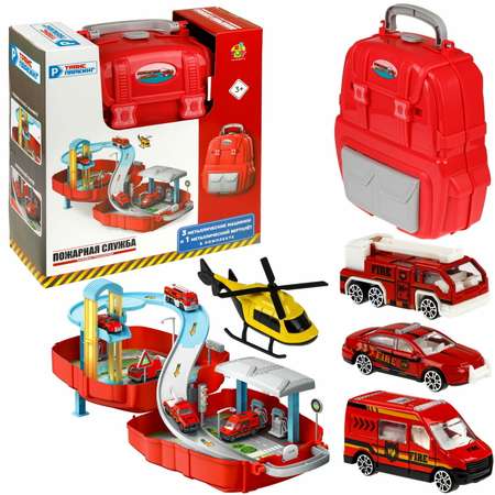 Парковка 1TOY пожарная станция многоуровневый, с лифтом